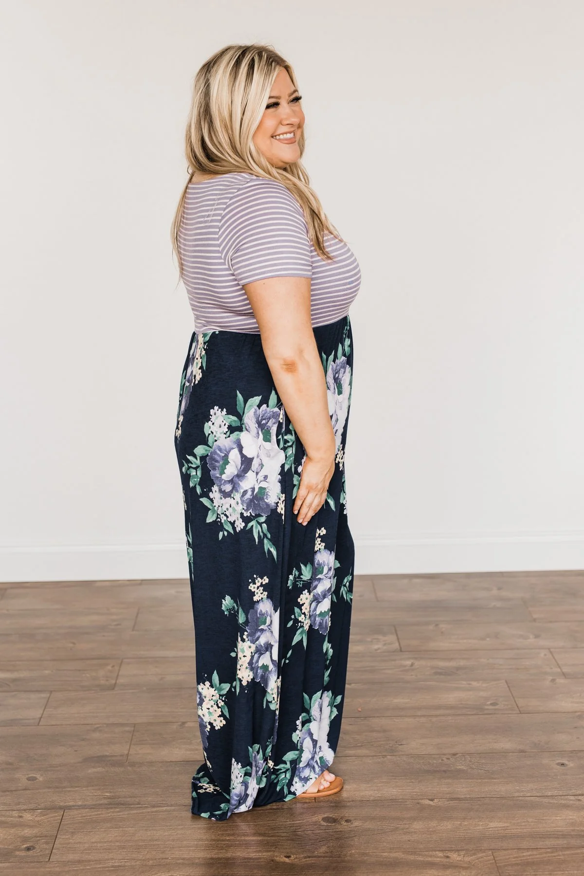 Lasting Memories Floral Maxi Dress- Navy & Lavender - Image 10