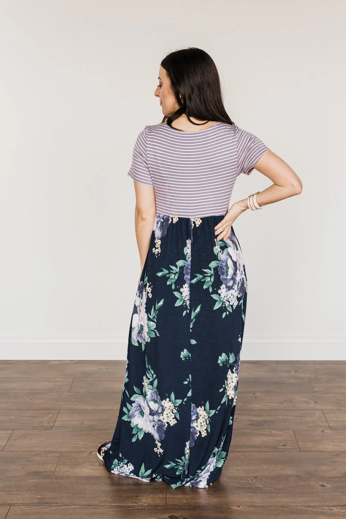 Lasting Memories Floral Maxi Dress- Navy & Lavender - Image 11