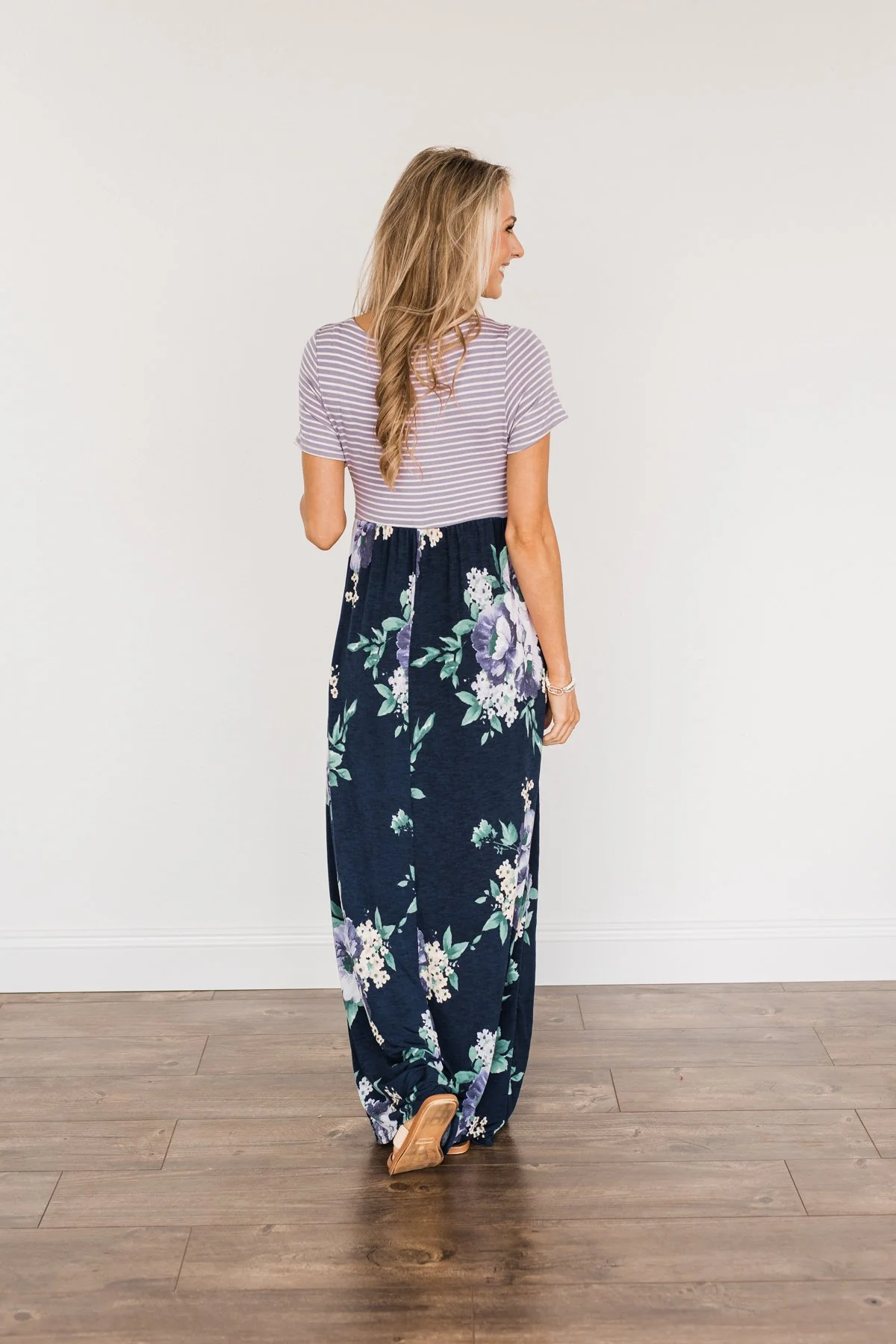 Lasting Memories Floral Maxi Dress- Navy & Lavender - Image 12