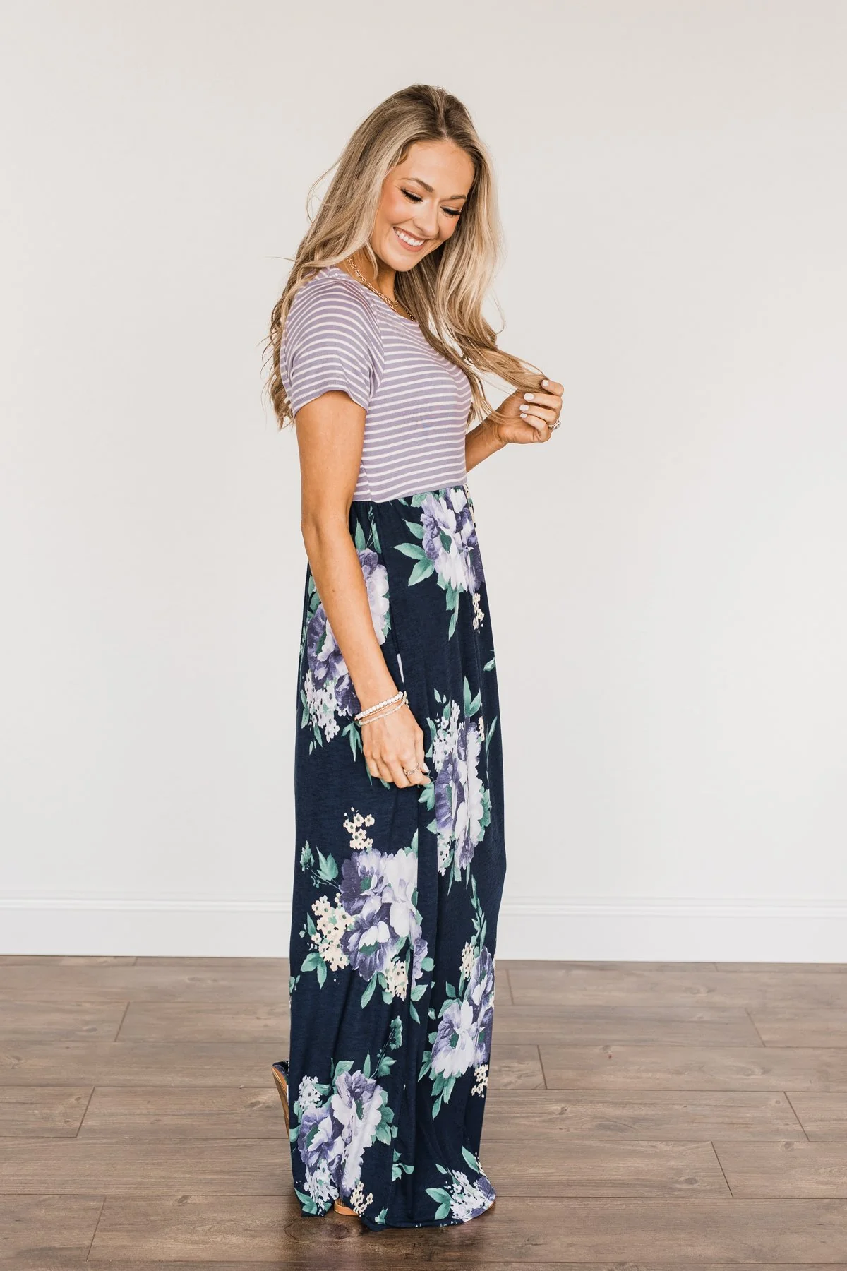 Lasting Memories Floral Maxi Dress- Navy & Lavender - Image 6