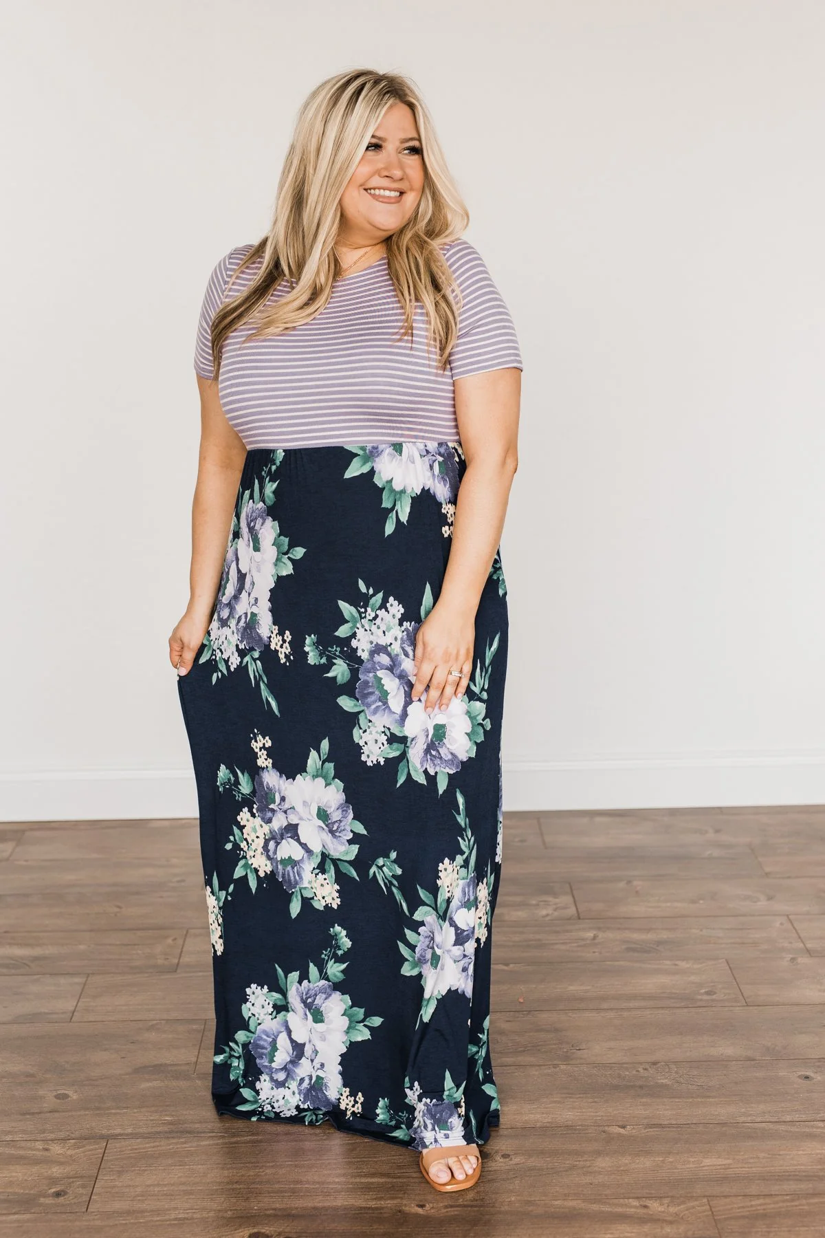 Lasting Memories Floral Maxi Dress- Navy & Lavender - Image 7