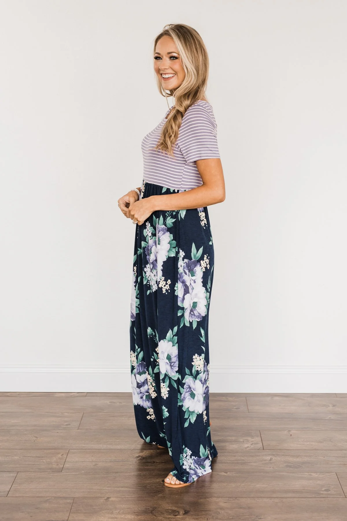 Lasting Memories Floral Maxi Dress- Navy & Lavender - Image 9