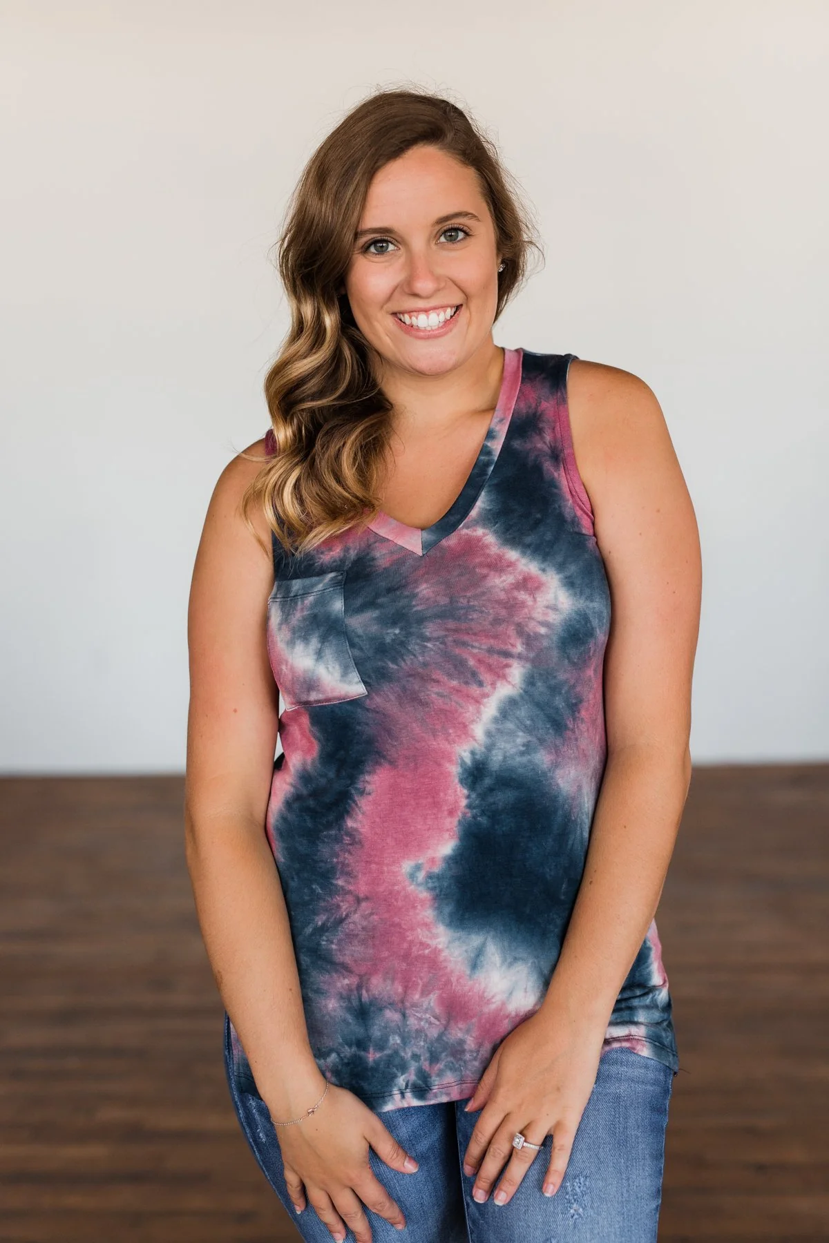 Lasts Forever Tie Dye Tank Top- Dark Mauve & Navy - Image 9