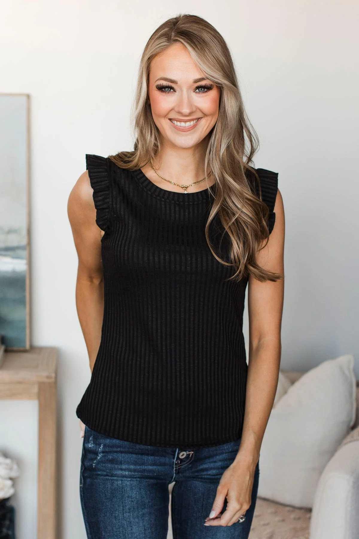Late Night Romance Knit Top- Black - Image 3