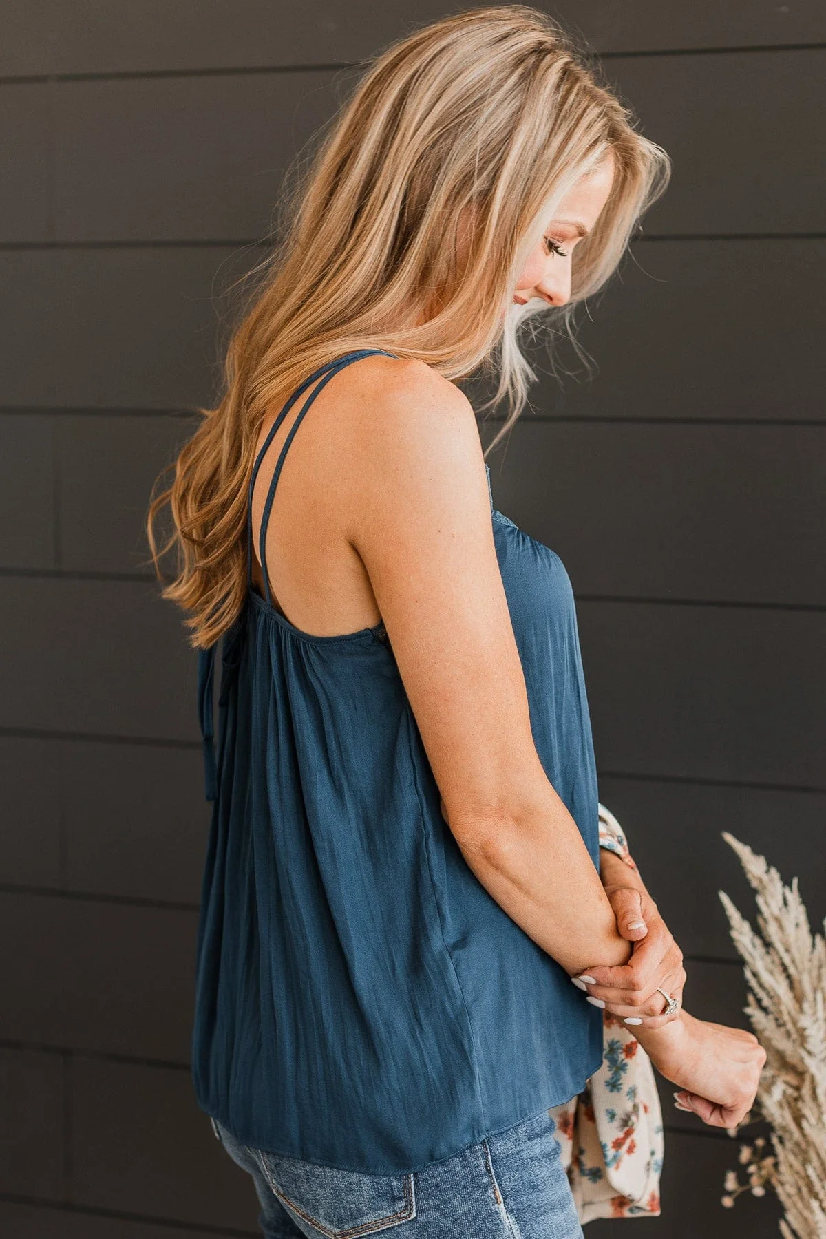 Latest Obsession Lace Tank Top- Navy - Image 5