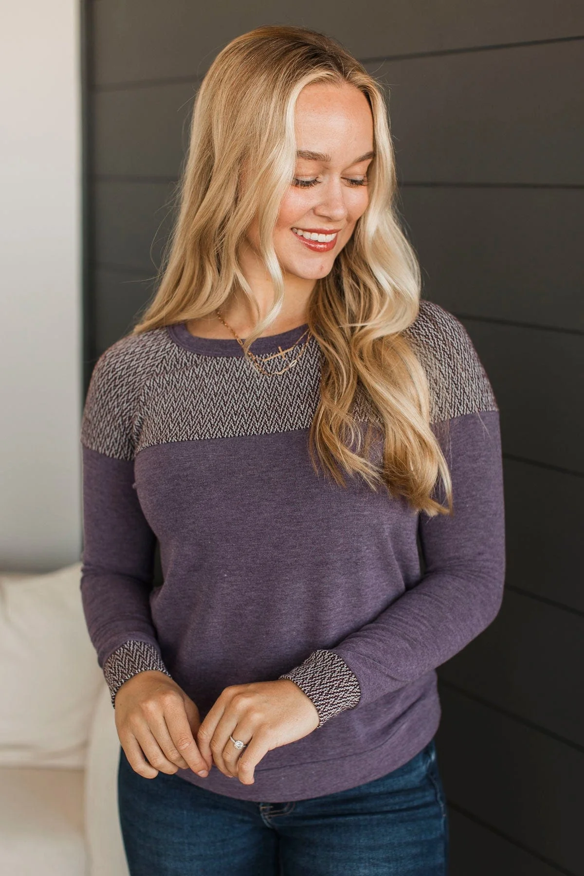 Laugh It Off Long Sleeve Top- Eggplant - Image 3