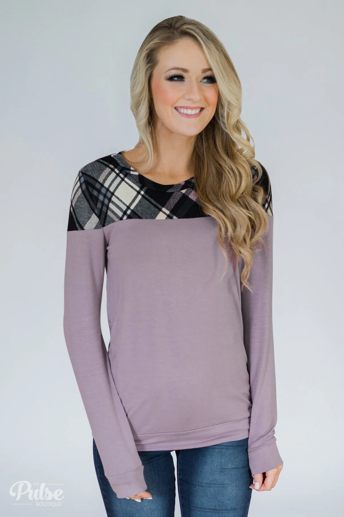 Lavender & Plaid Long Sleeve Top - Image 5