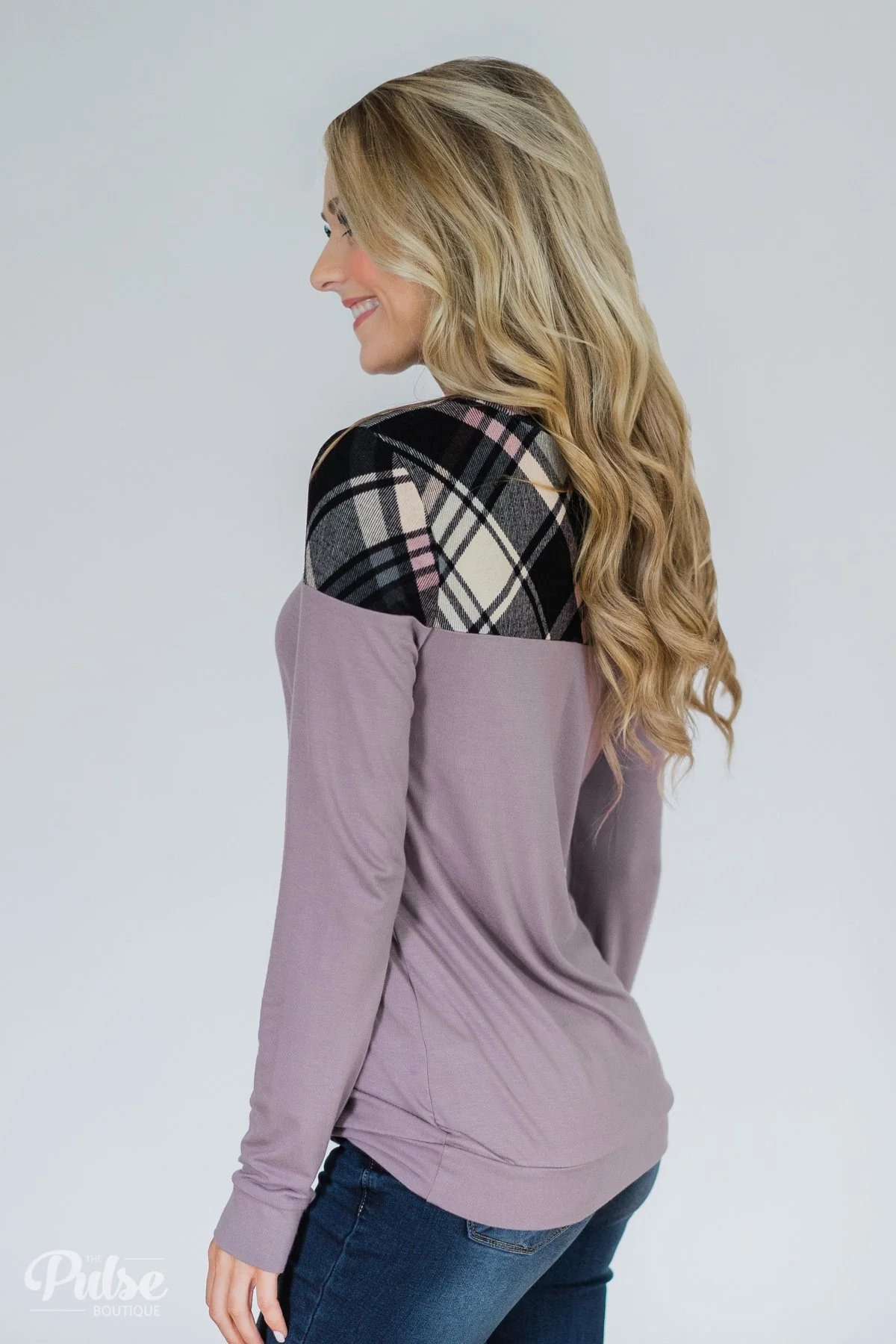 Lavender & Plaid Long Sleeve Top - Image 6