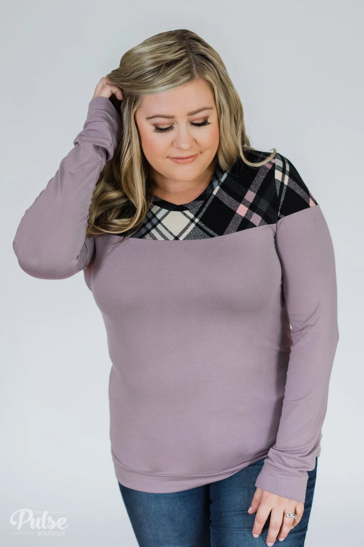 Lavender & Plaid Long Sleeve Top - Image 8