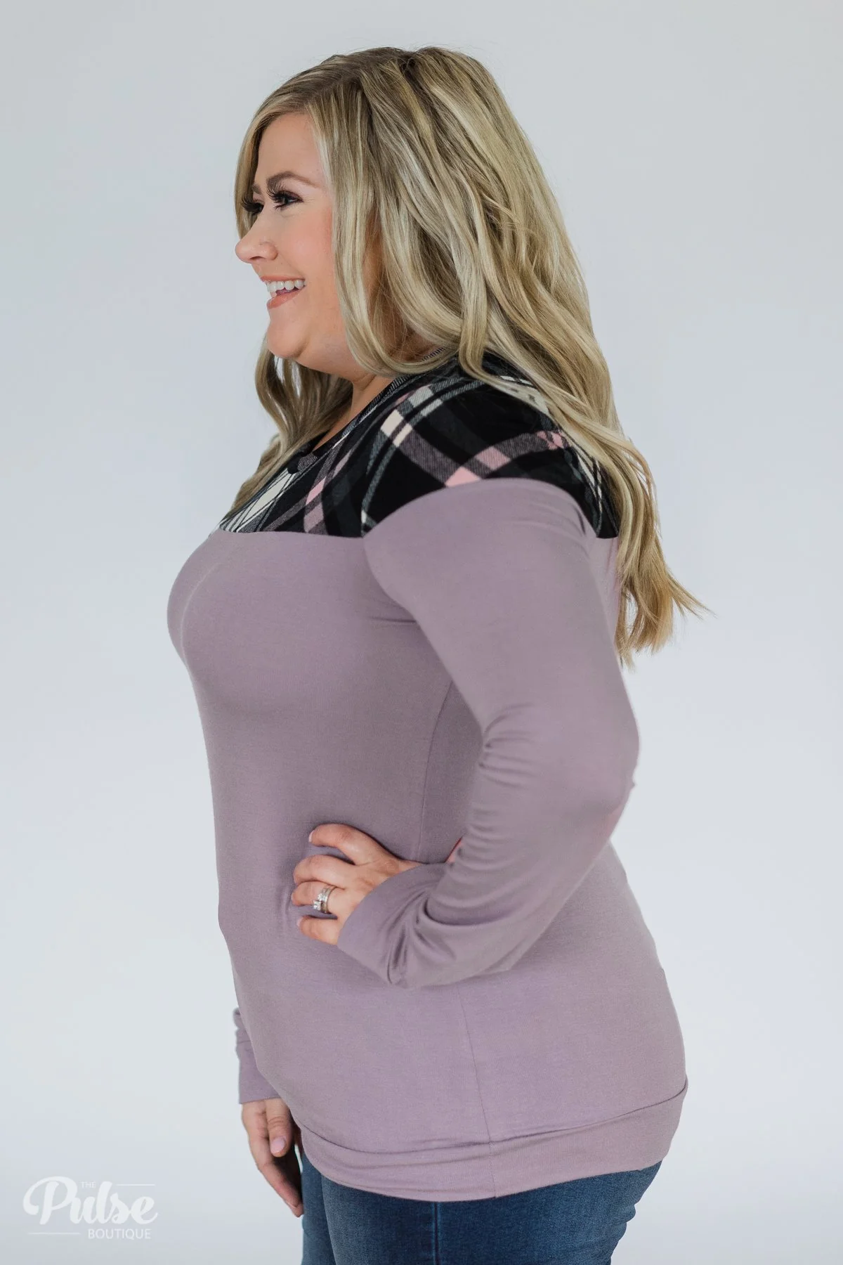 Lavender & Plaid Long Sleeve Top - Image 9