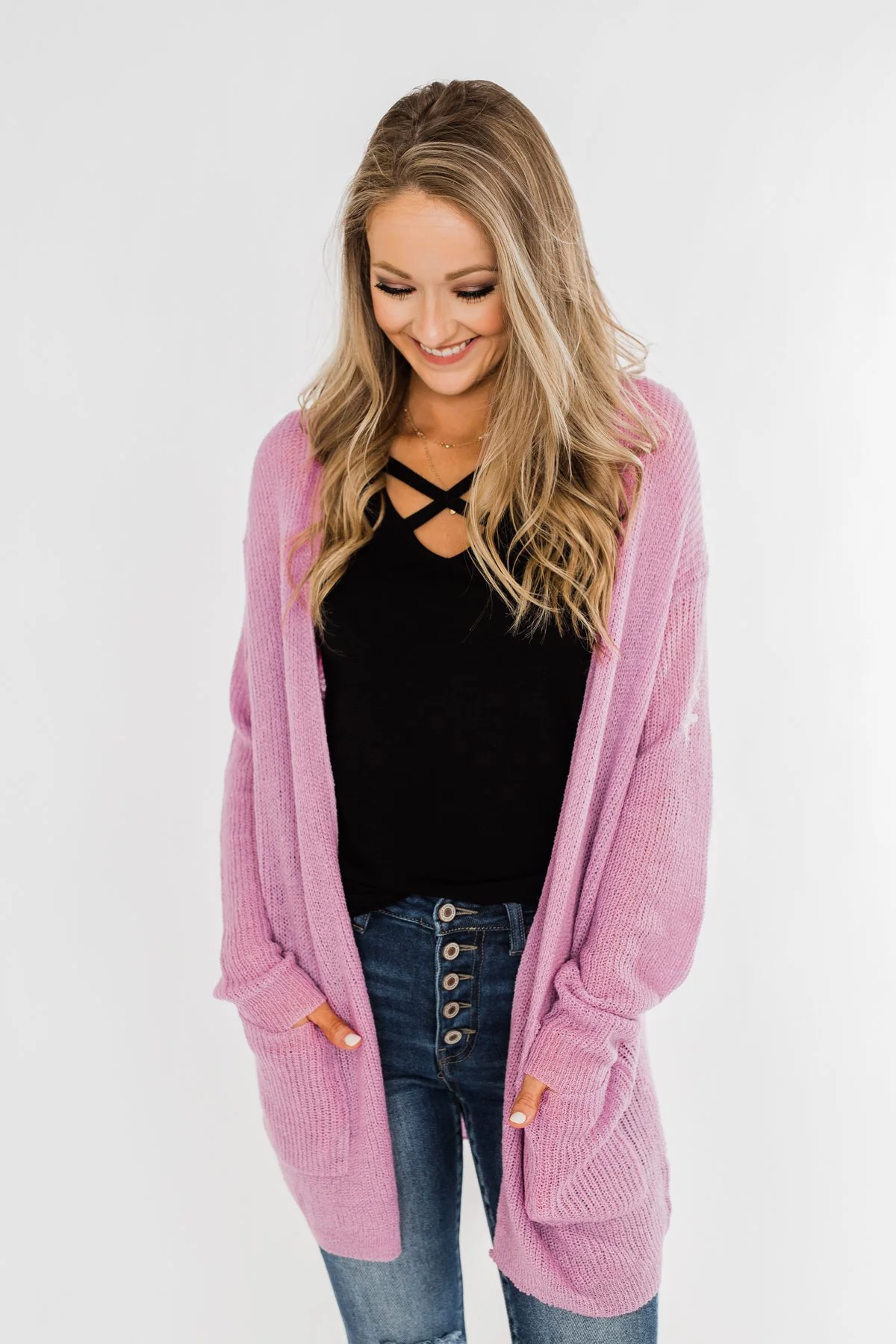 Layered With Love Knitted Cardigan- French Rose - Image 2