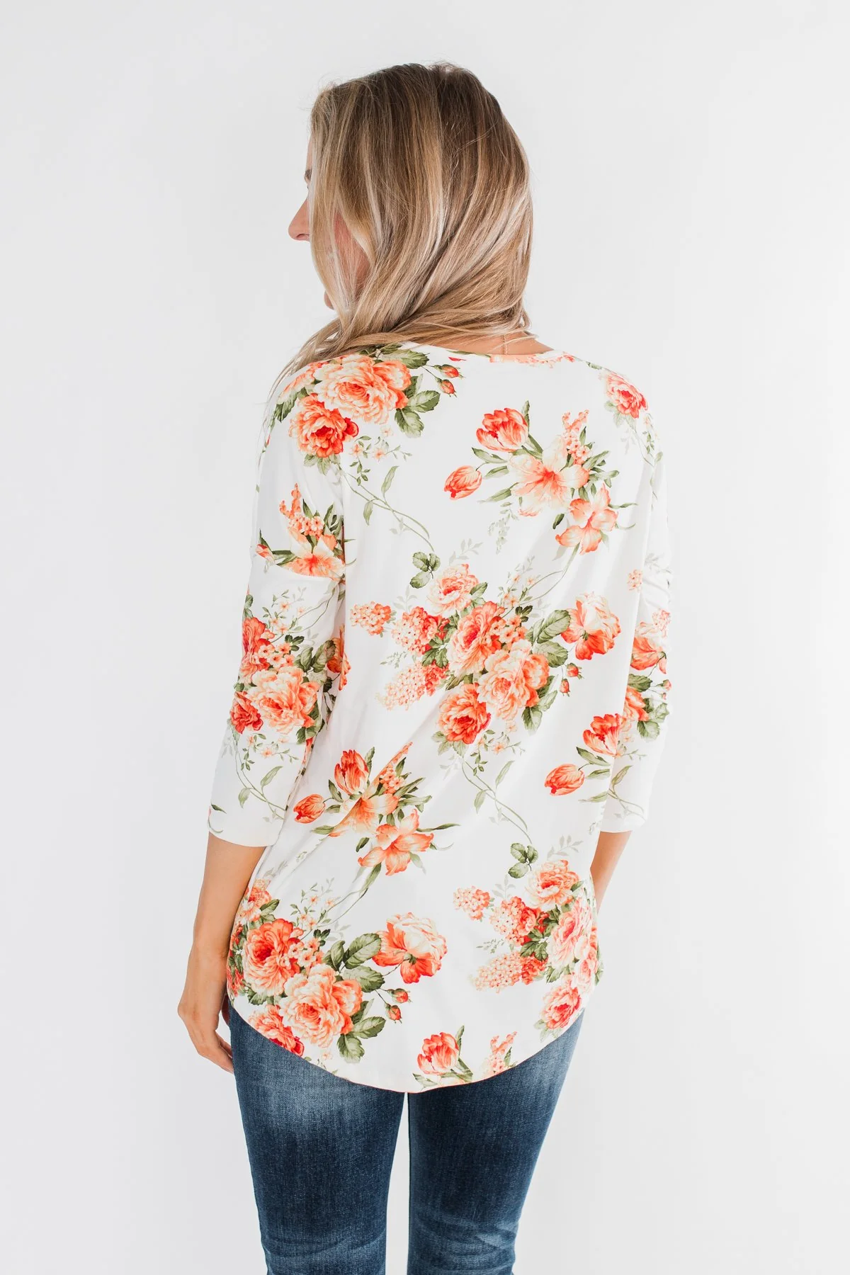 Lead Me In Love Floral Twist Top- Ivory - Image 10