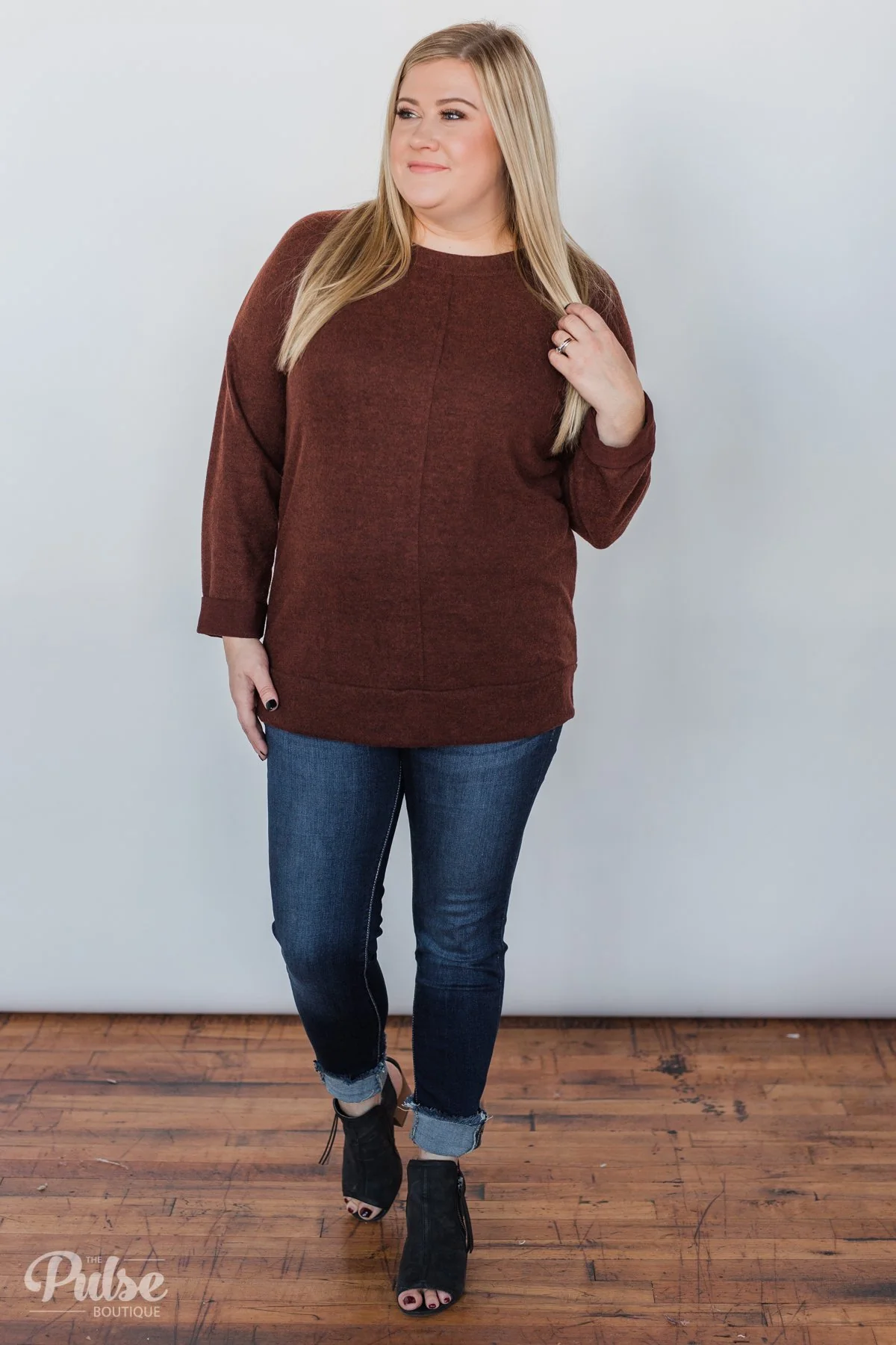 Lead the Way Pullover Sweater- Rust - Image 3