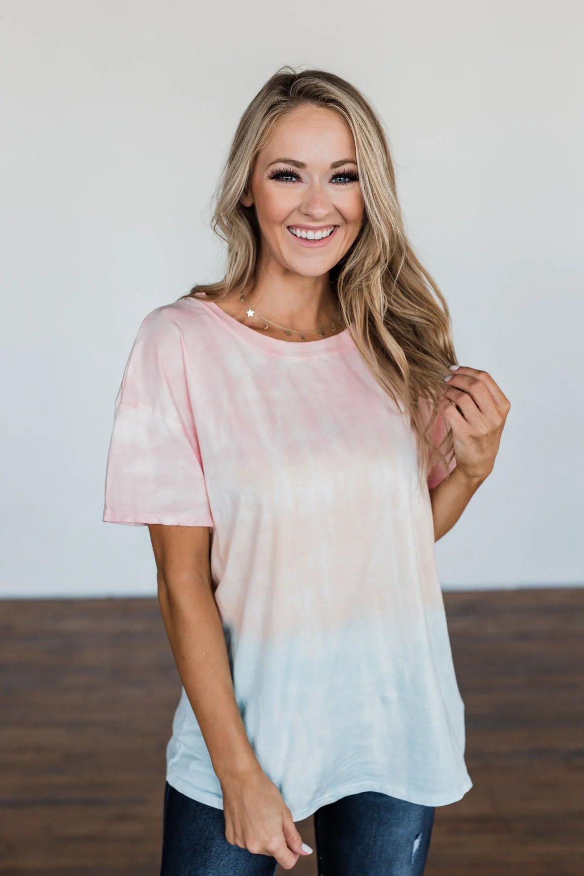 Leads To You Color Block Top- Peach, Pink, & Blue - Image 2