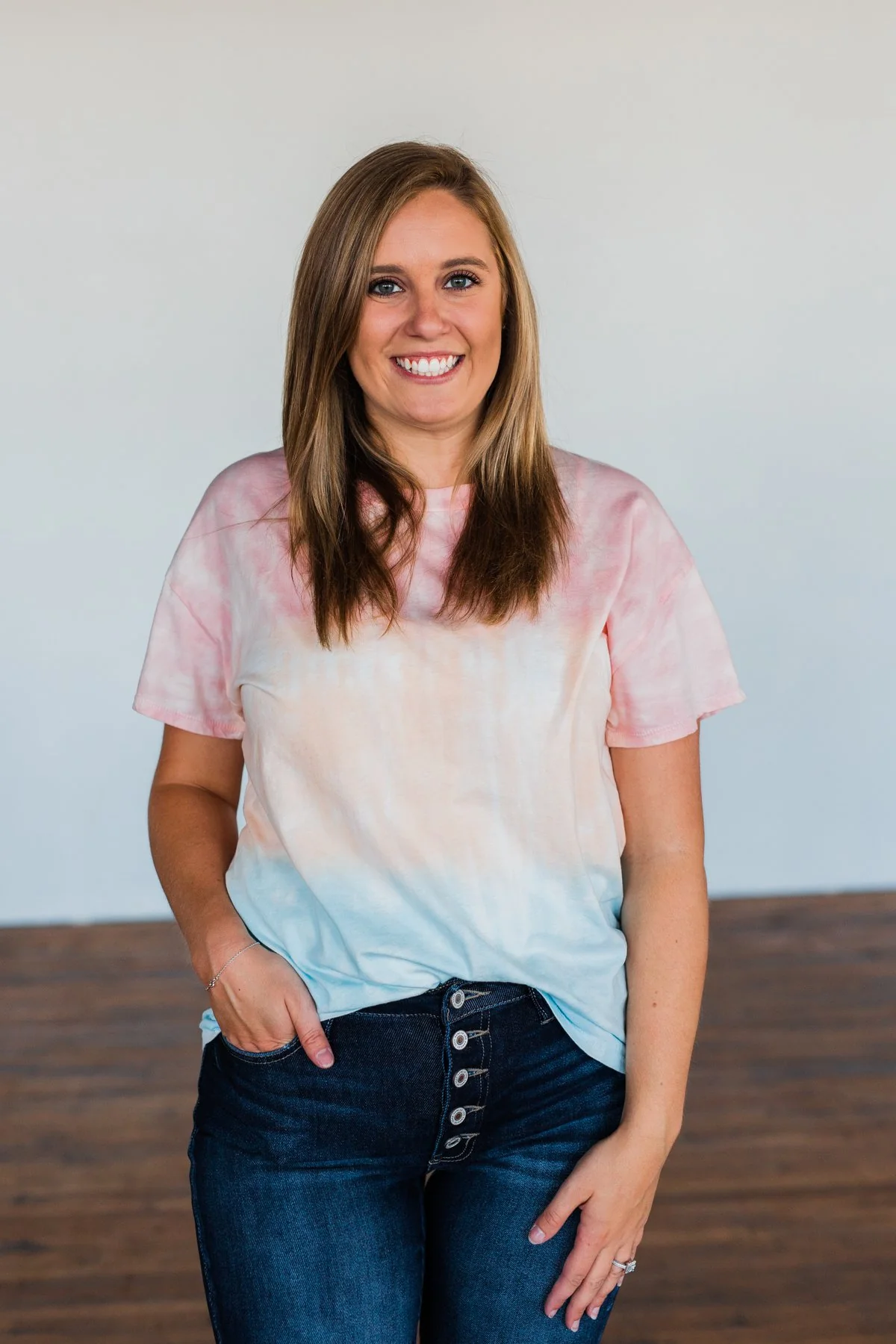 Leads To You Color Block Top- Peach, Pink, & Blue - Image 4