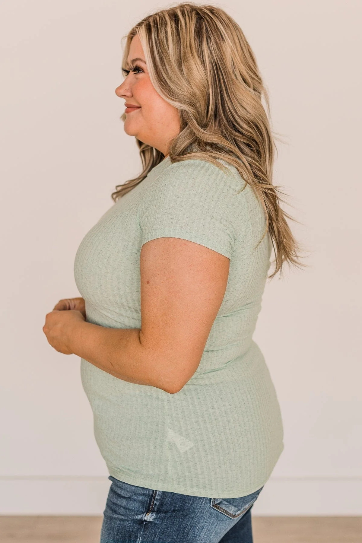 Lean Into Me Short Sleeve Top- Light Sage - Image 6