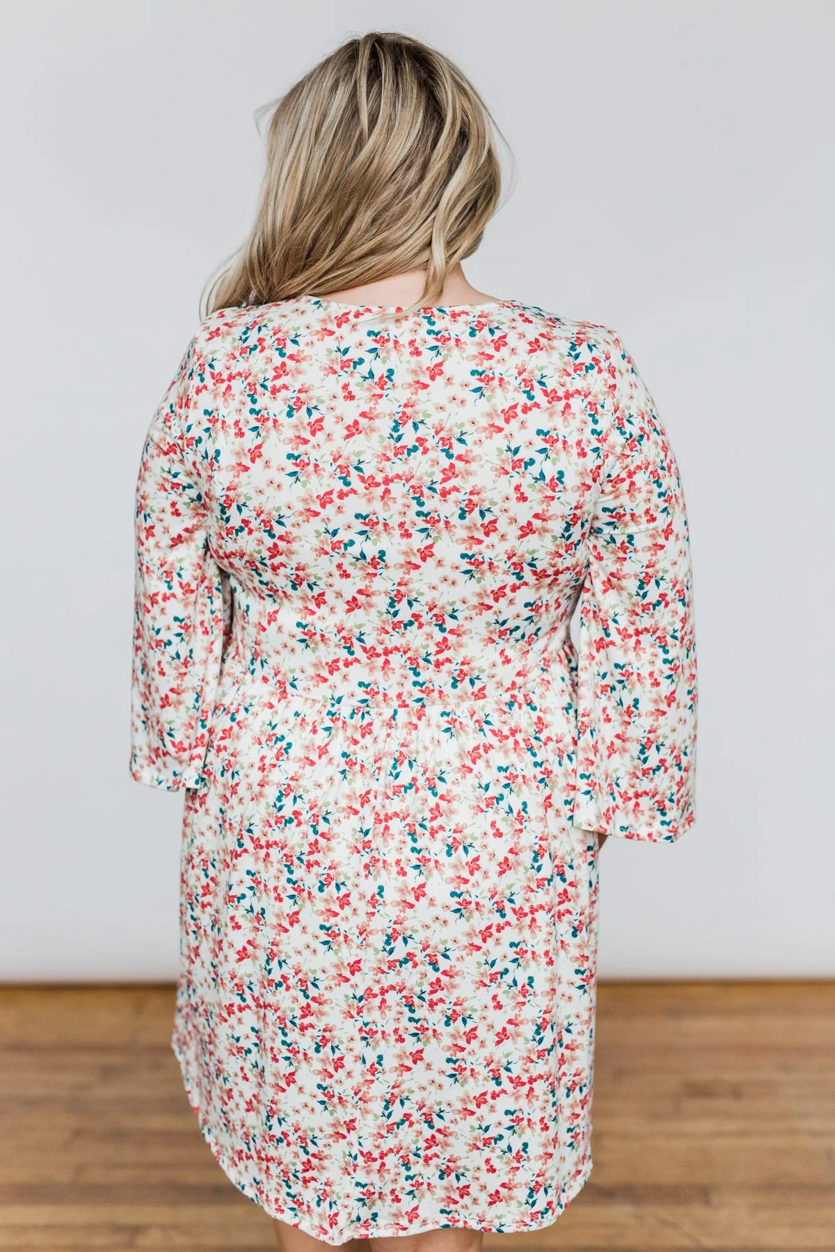 Lean On Me Floral V-Neck Dress- Ivory - Image 10