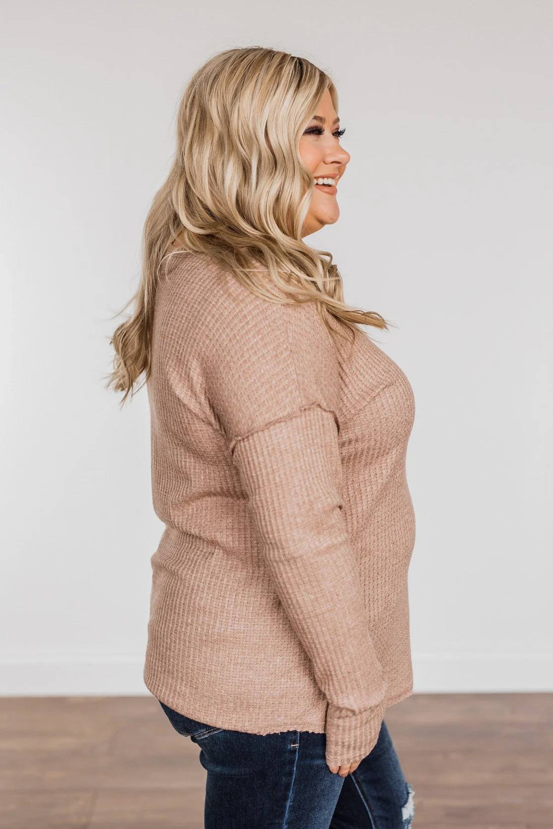 Leap Of Faith Long Sleeve Knit Top- Taupe - Image 8