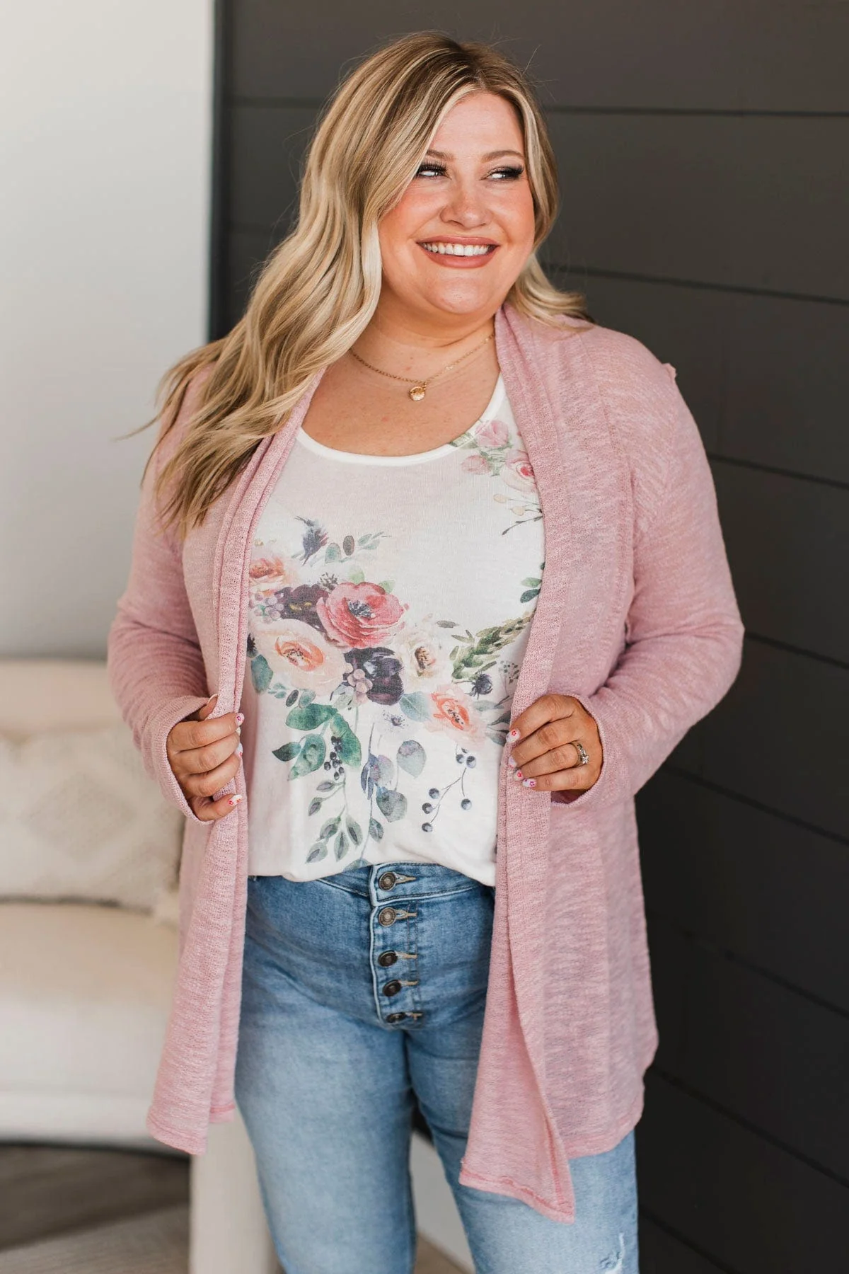 Learn About Myself Knit Cardigan- Mauve - Image 4