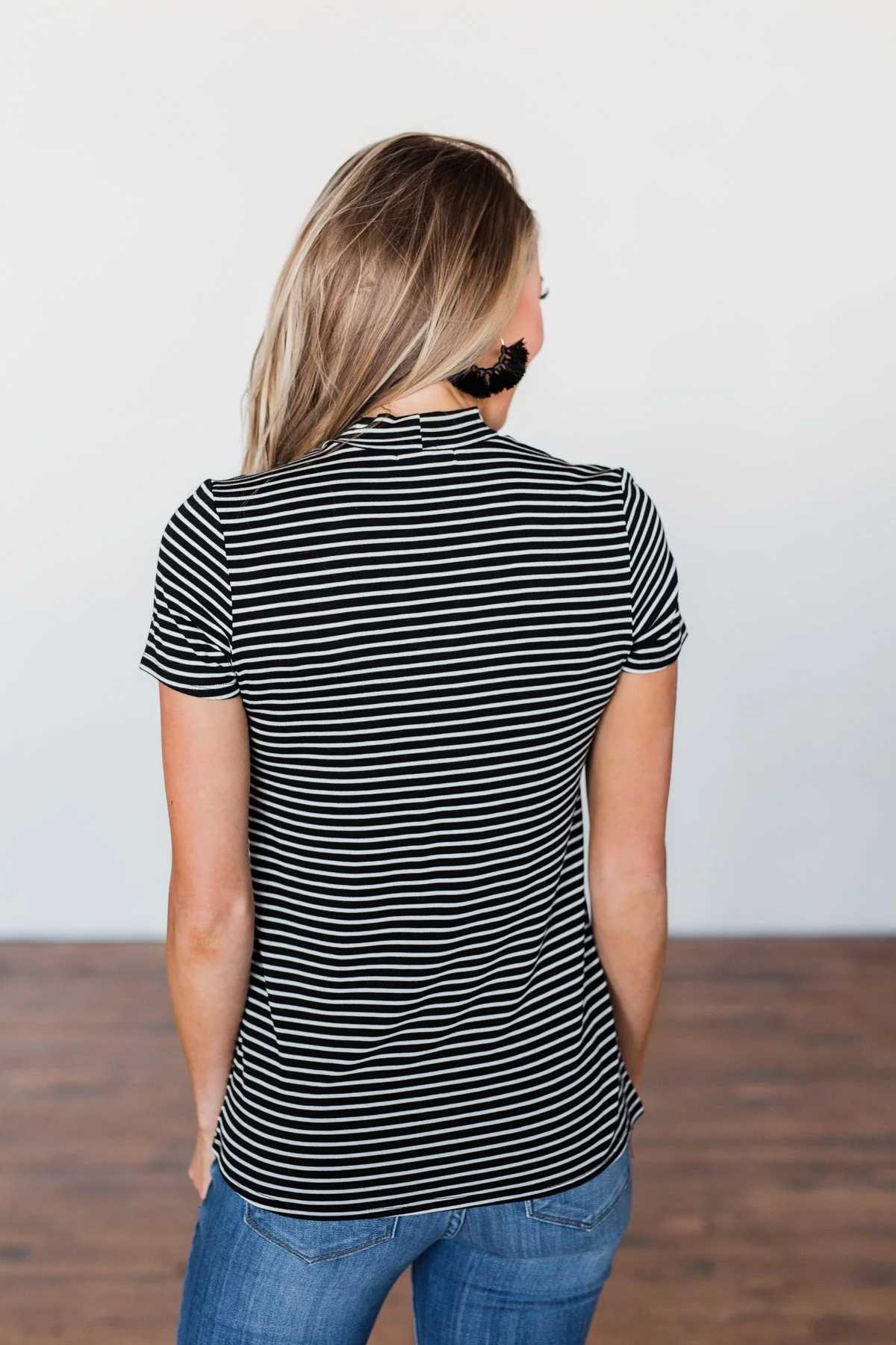 Learning To Fly Striped Keyhole Top- Black & Ivory - Image 10