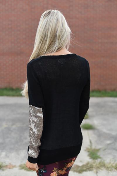 Leave a Little Sparkle Top - Black - Image 6