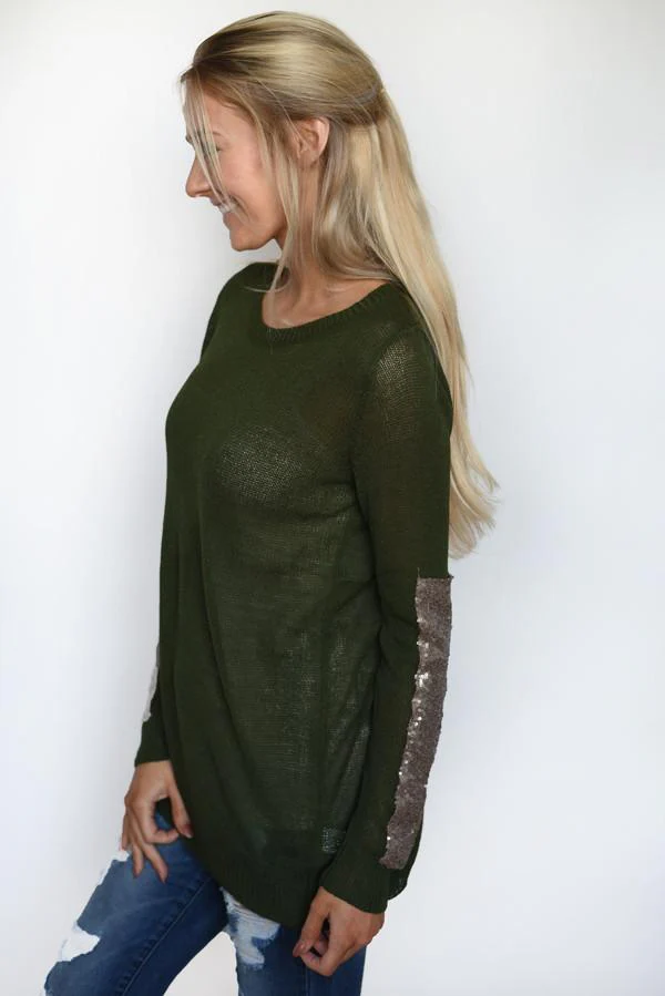 Leave a Little Sparkle Top - Olive - Image 5