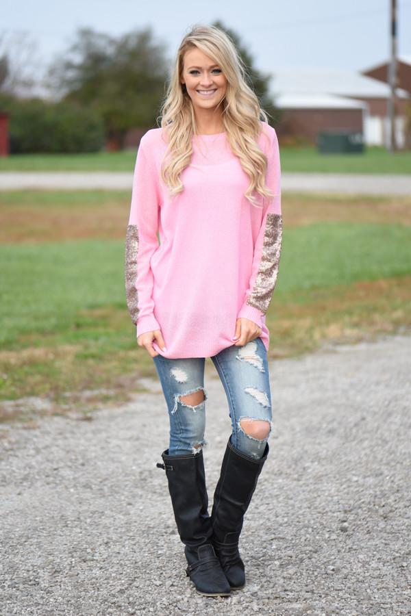 Leave a Little Sparkle Top - Pink - Image 2