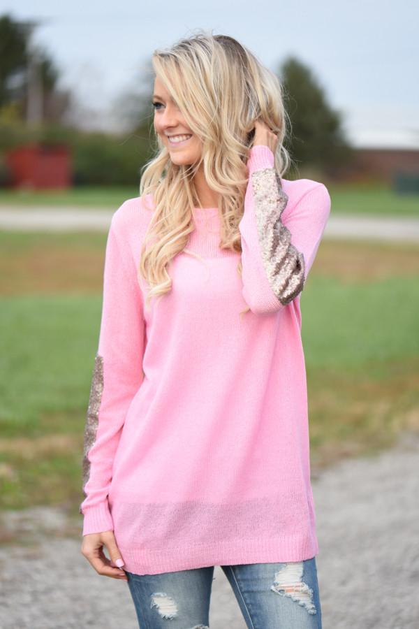 Leave a Little Sparkle Top - Pink - Image 3