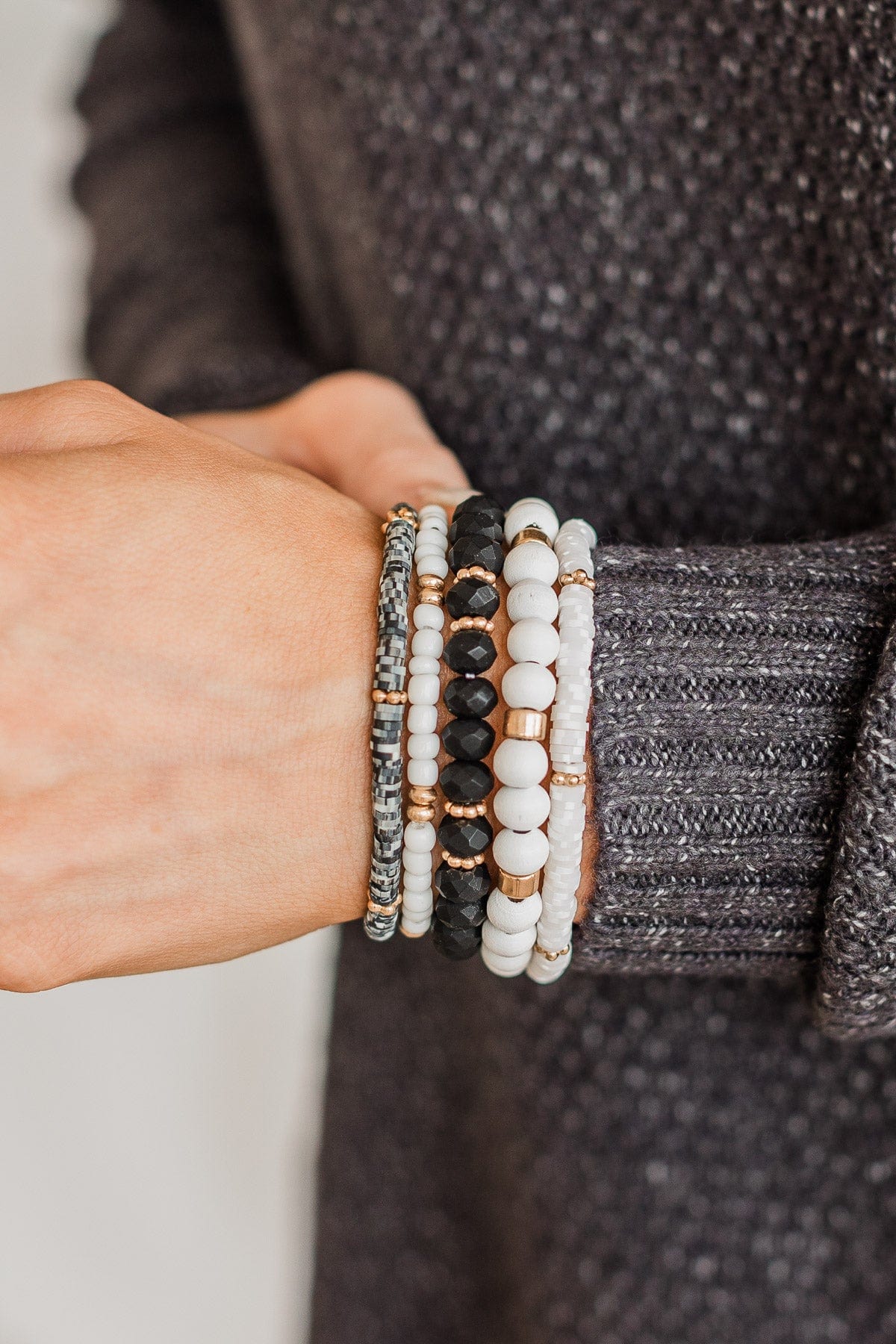 Leave An Impression Bracelet Set- Black & White - Image 2