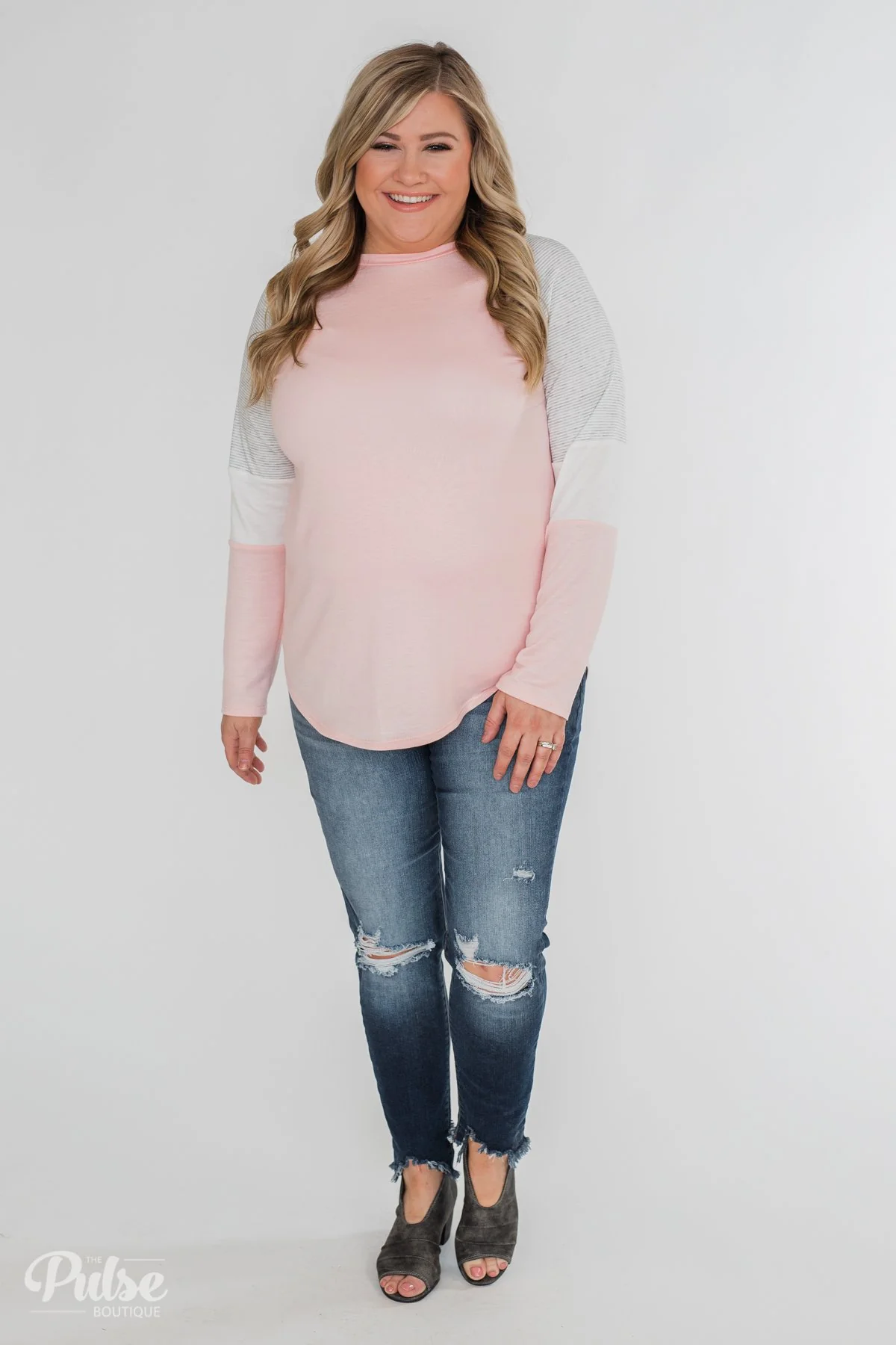 Leave it to Me Color Block Sleeve Top- Pink - Image 3