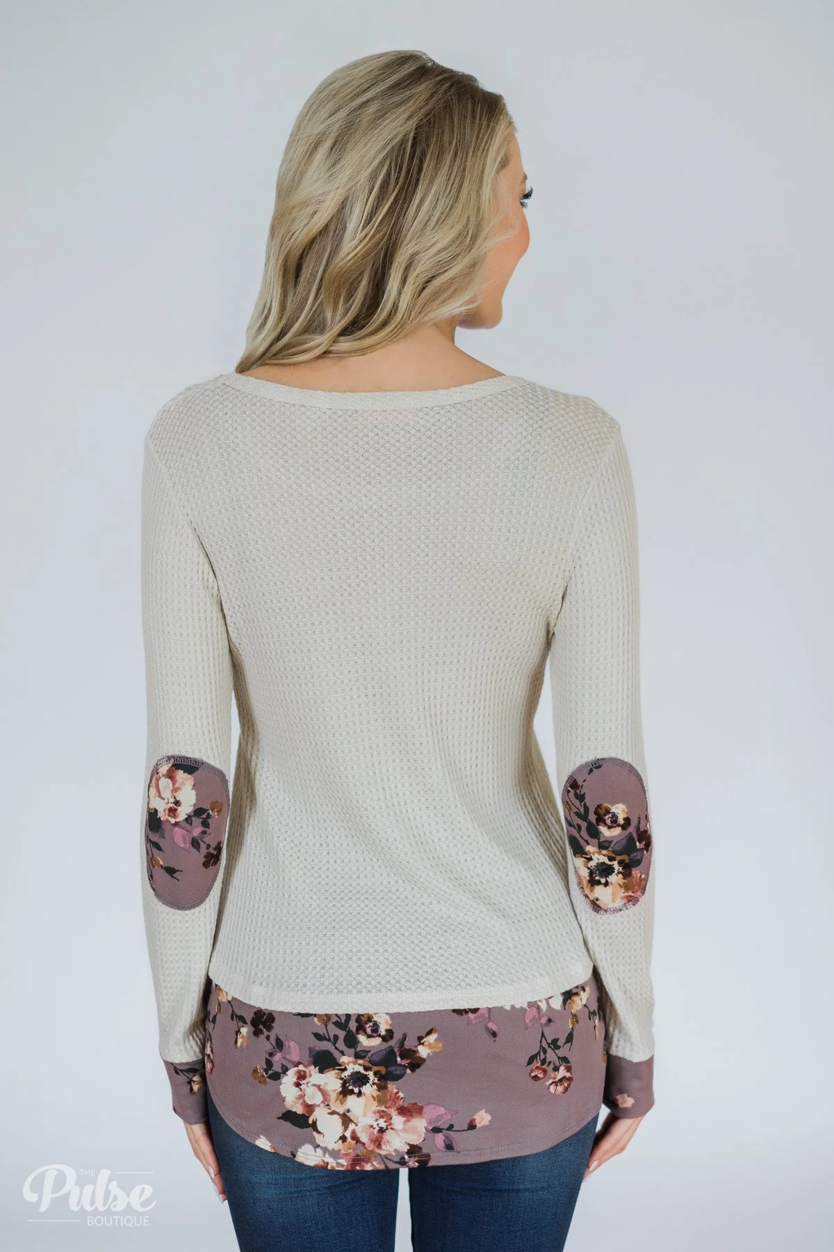 Leave it to Me Floral Waffle Top- Oatmeal & Purple - Image 7