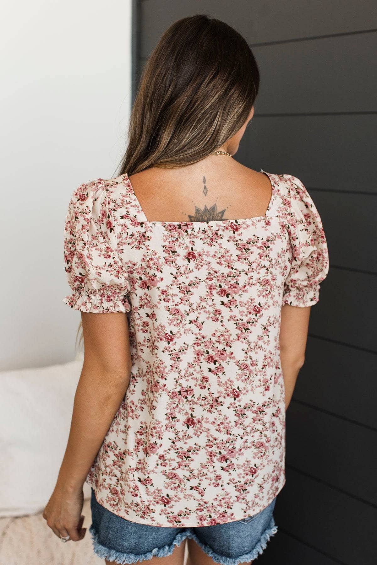 Leave Them Fascinated Floral Top- Cream - Image 8