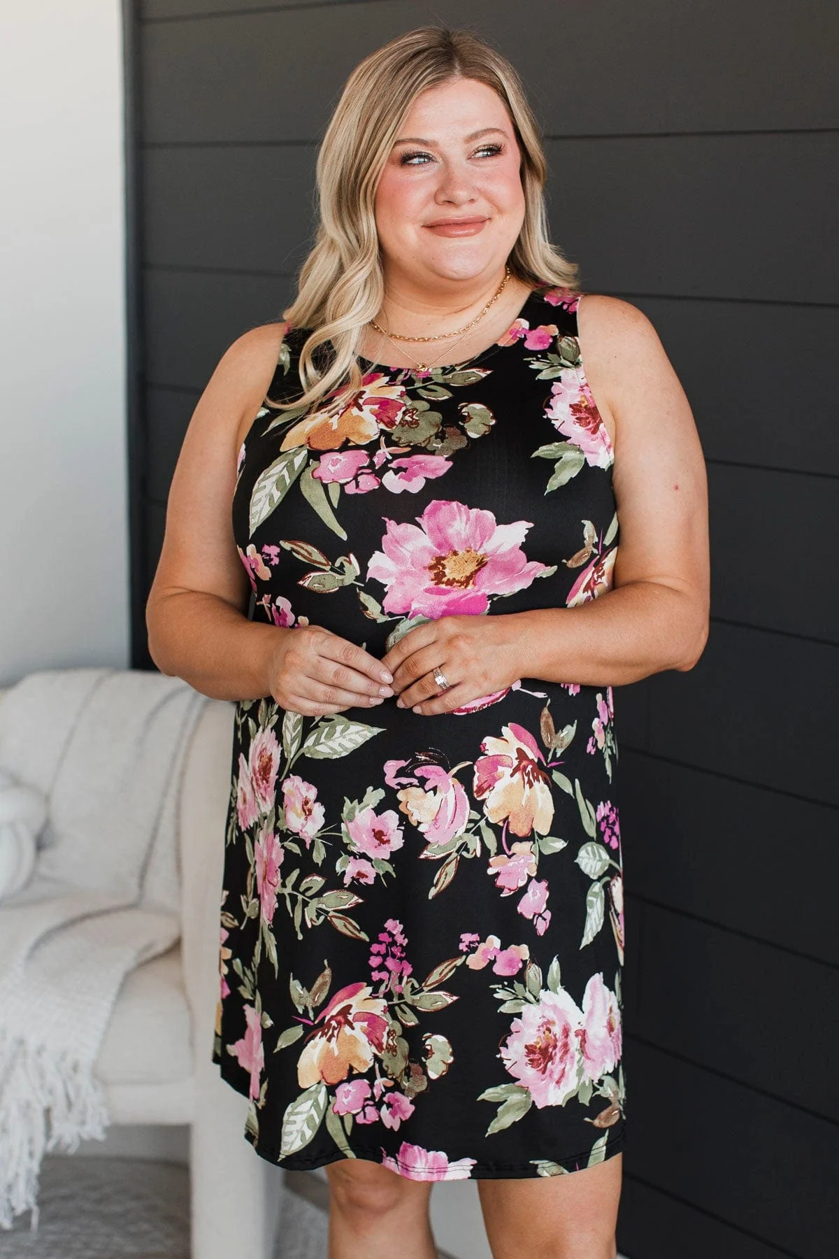 Leave Them Wondering Floral Dress- Black - Image 3