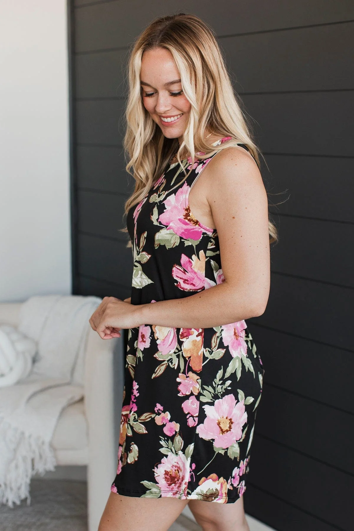 Leave Them Wondering Floral Dress- Black - Image 6