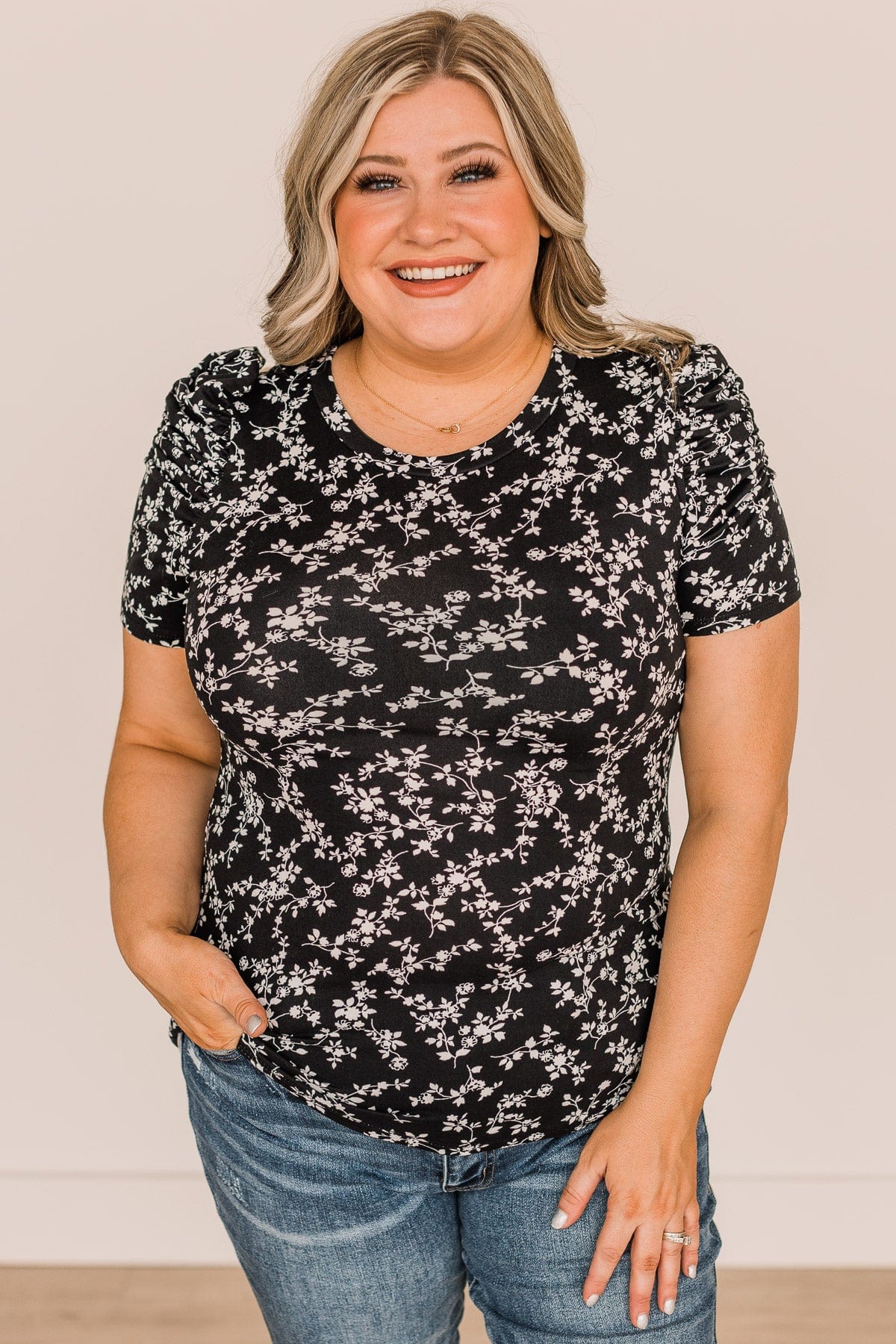 Leave You Guessing Floral Top- Black - Image 2