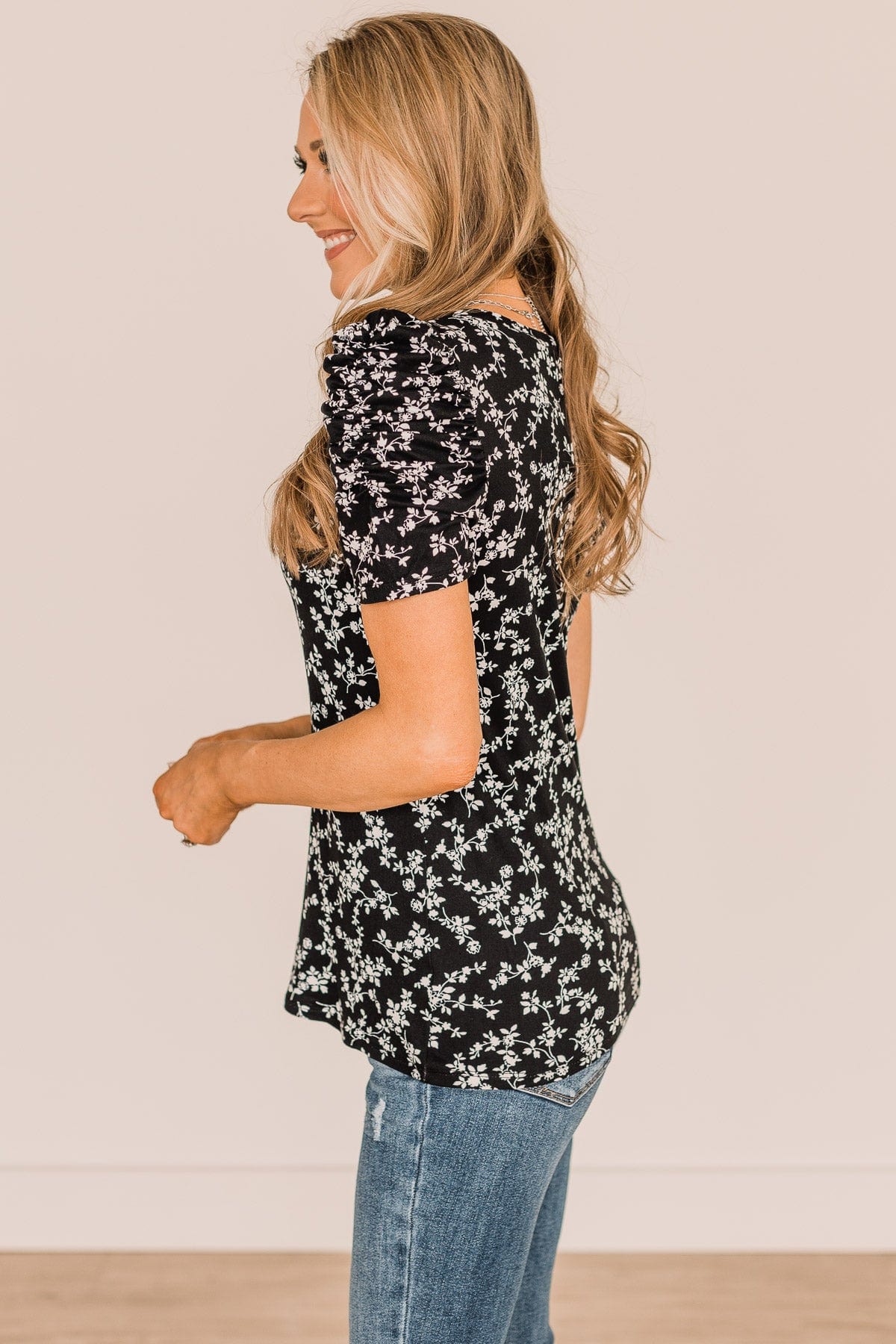 Leave You Guessing Floral Top- Black - Image 6