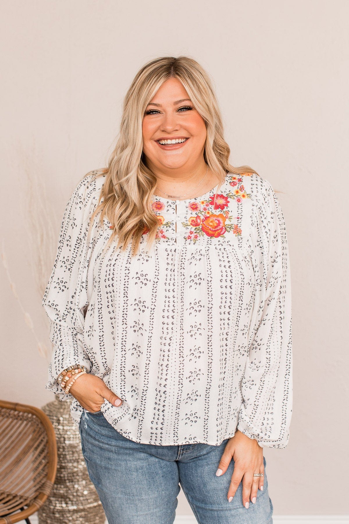 Leave You Wanting More Embroidered Blouse- Ivory - Image 3