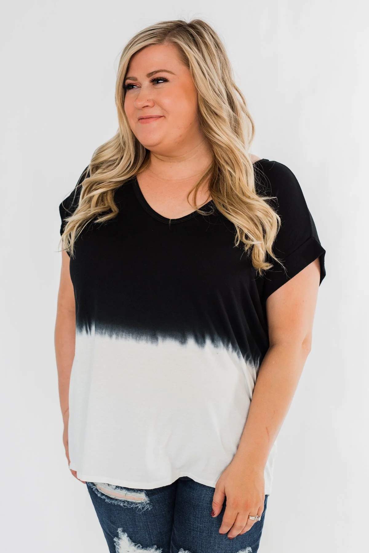 Leave You With A Smile Ombre Top- Black & Ivory - Image 6
