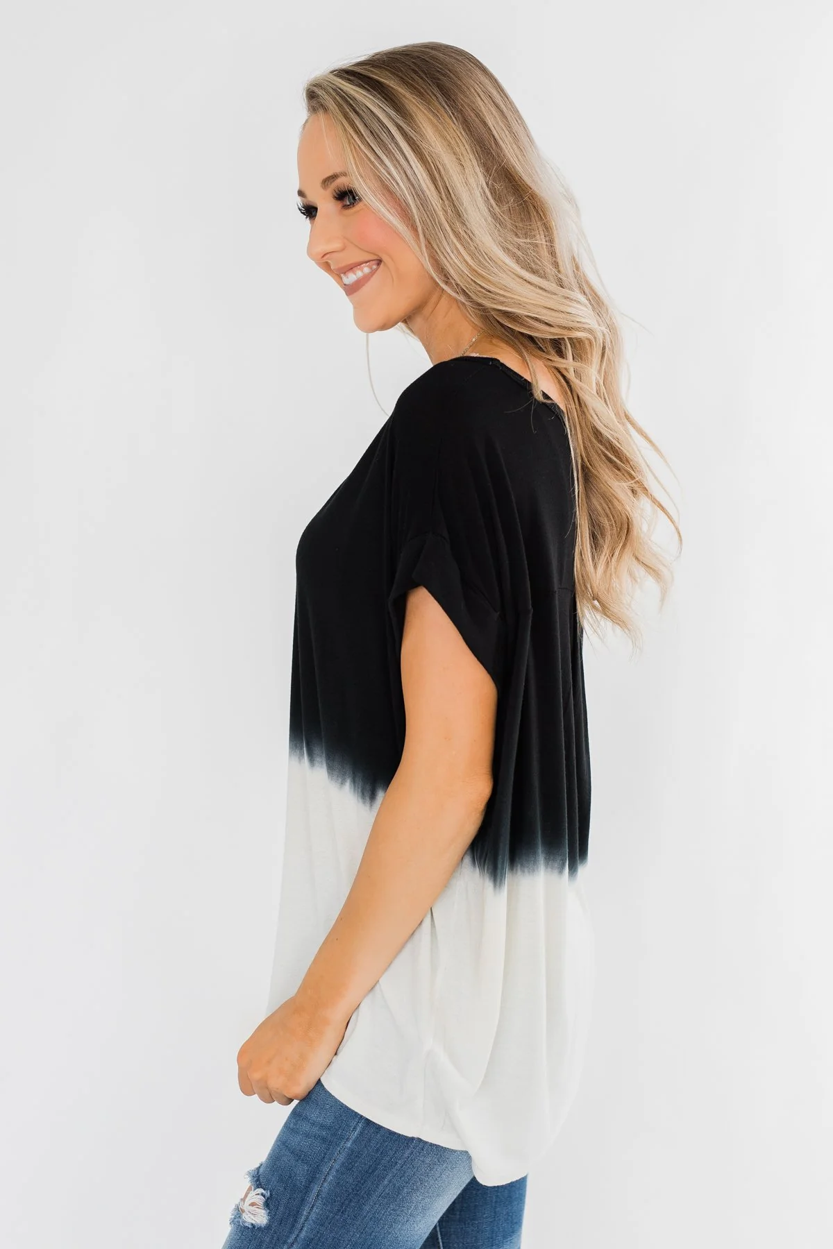 Leave You With A Smile Ombre Top- Black & Ivory - Image 7
