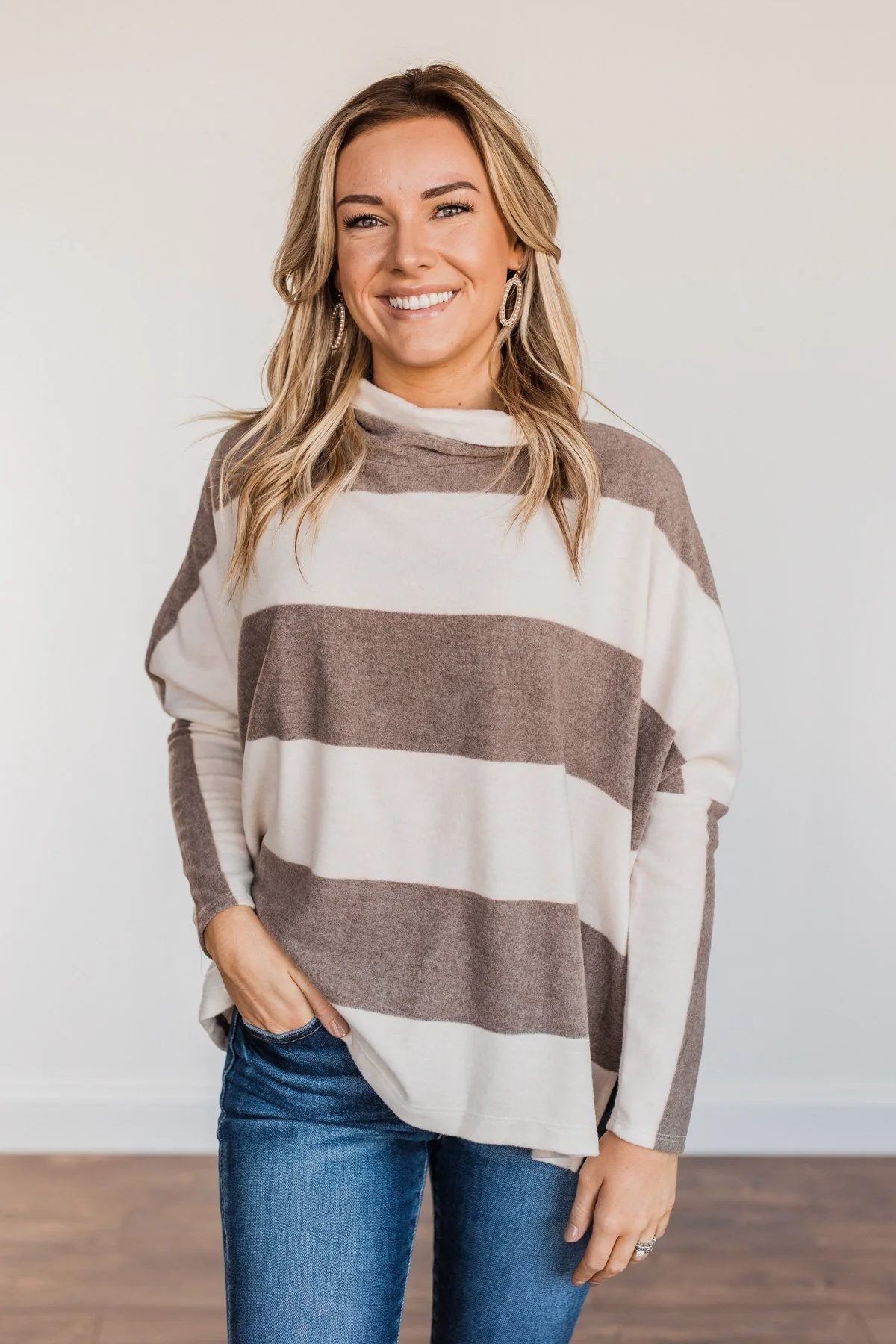 Leaves Are Falling Long Sleeve Pullover- Mocha & Ivory - Image 6