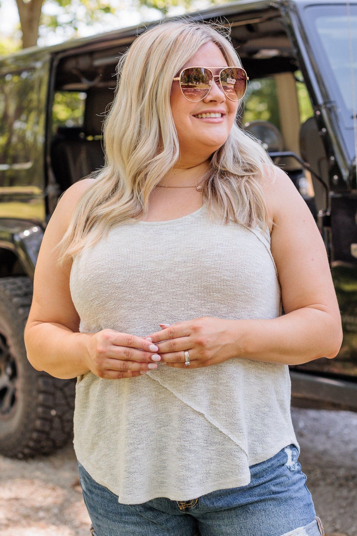 Leaving Worries Behind Knit Tank- Light Gray - Image 2