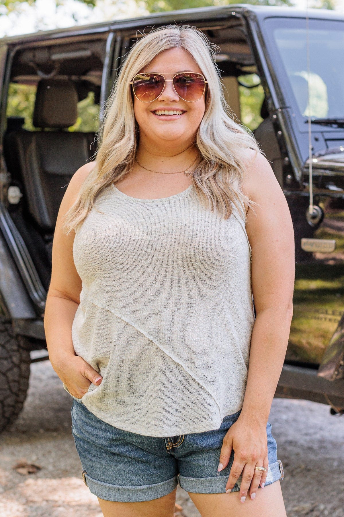 Leaving Worries Behind Knit Tank- Light Gray - Image 6