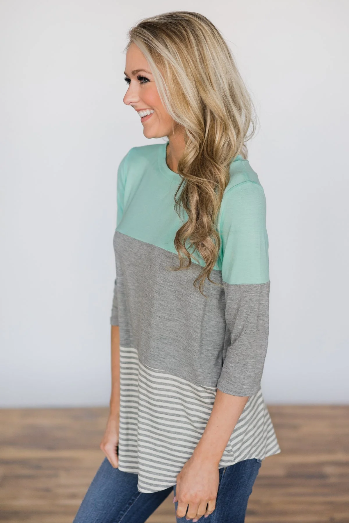 Left with Memories Mint Colorblock Top - Image 3