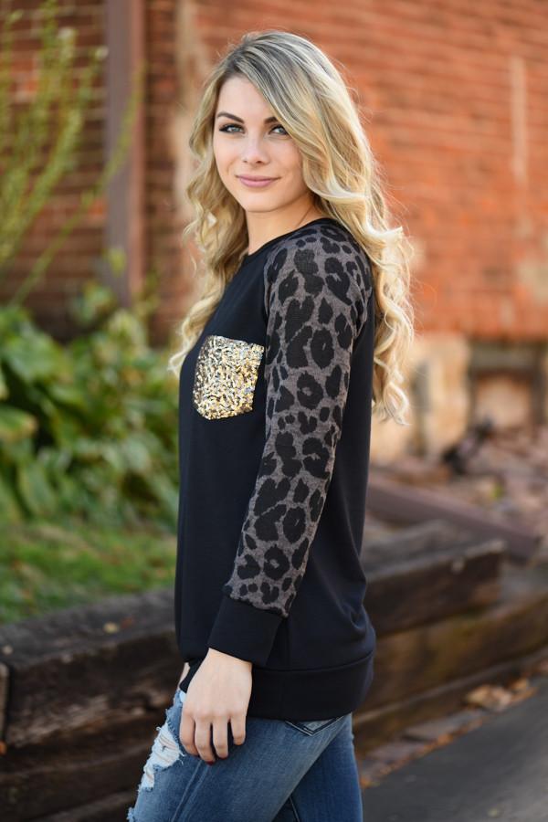 Leopard Bling Top ~ Coffee - Image 4