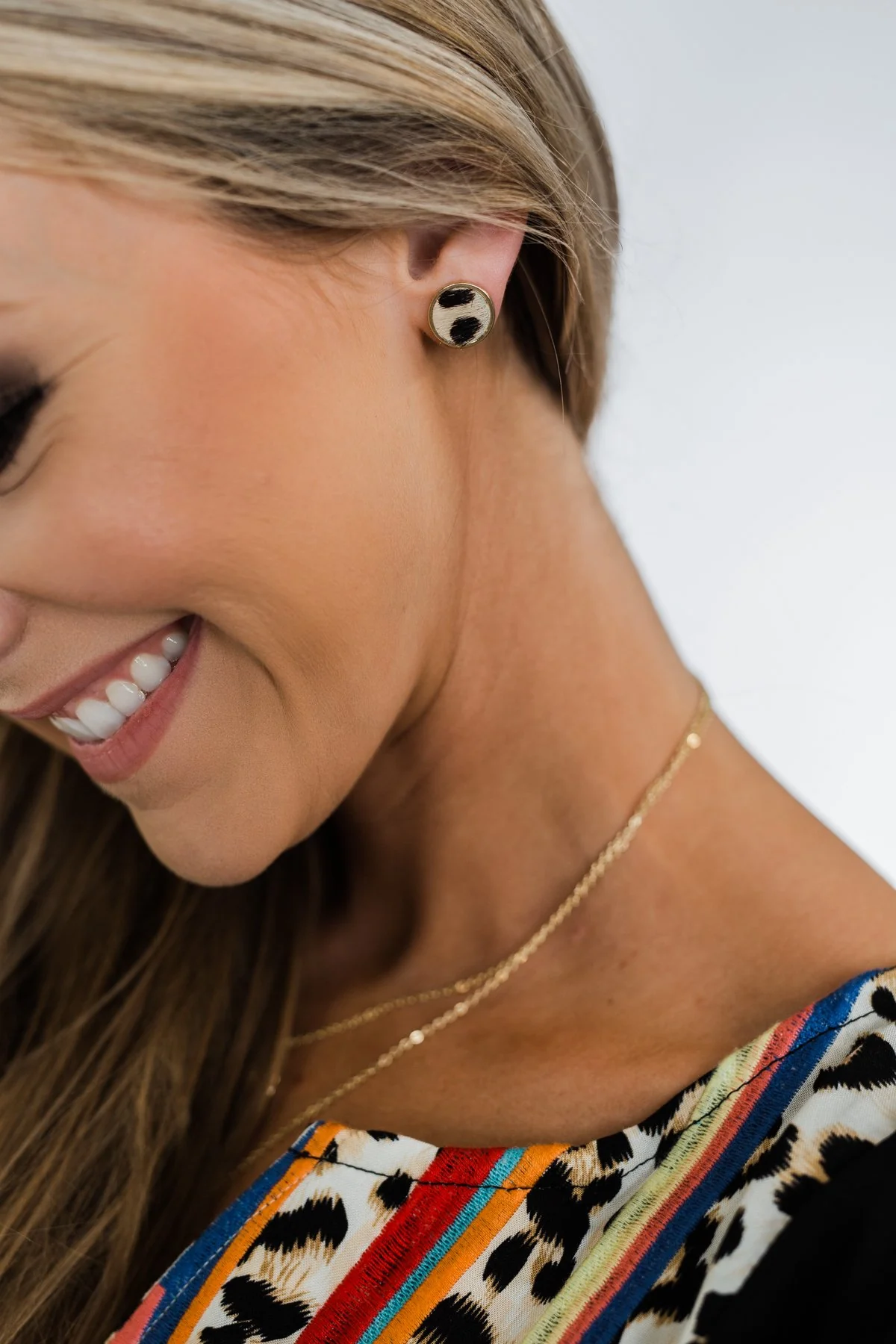 Leopard Circle Stud Earrings