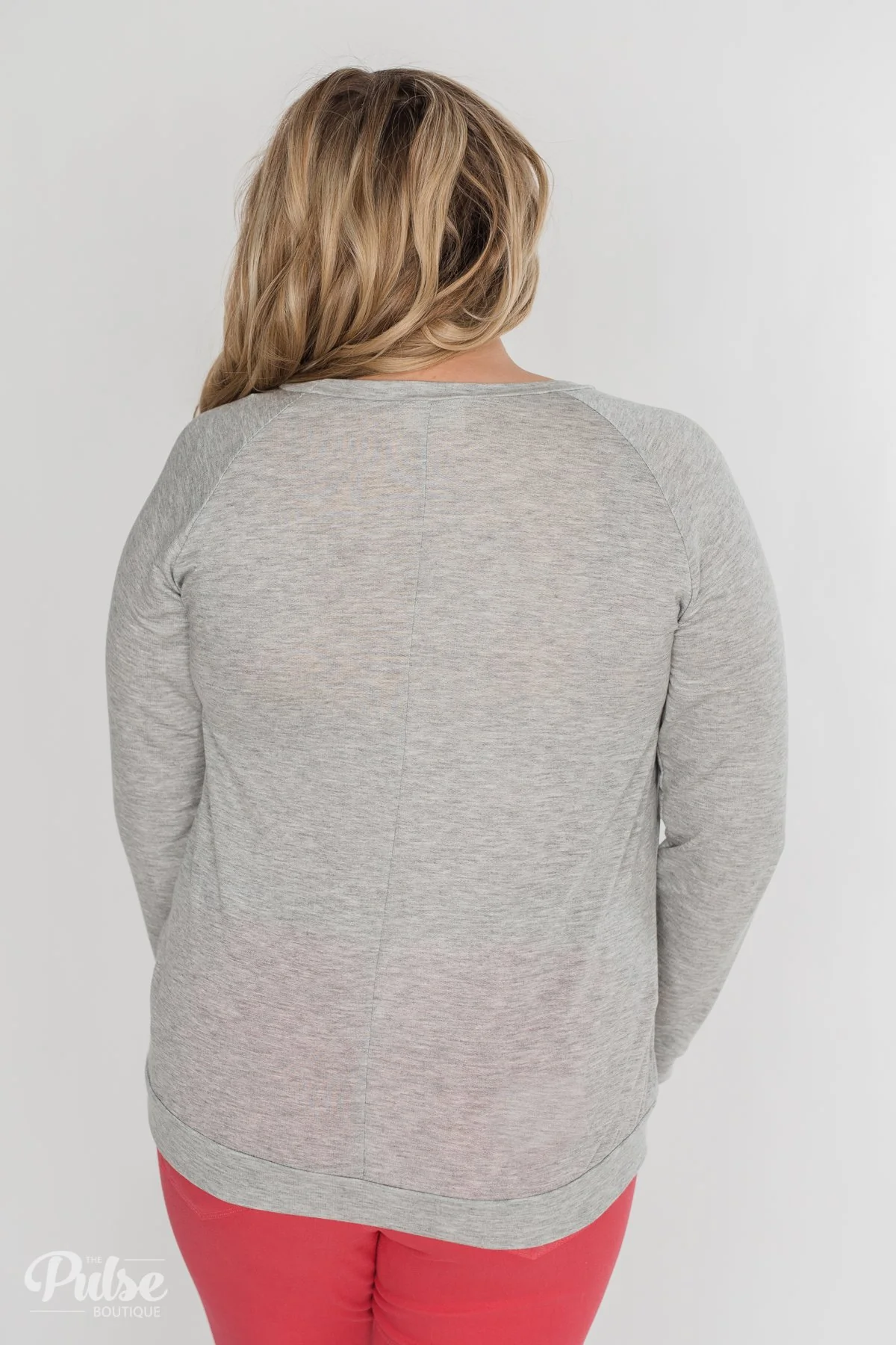 Leopard Has My Heart Pullover Top- Heather Grey - Image 9