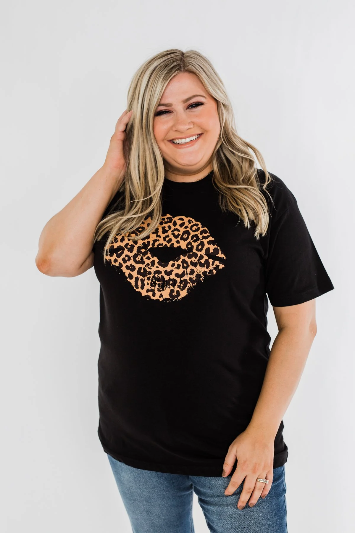 Leopard Lips Graphic Tee- Black - Image 2
