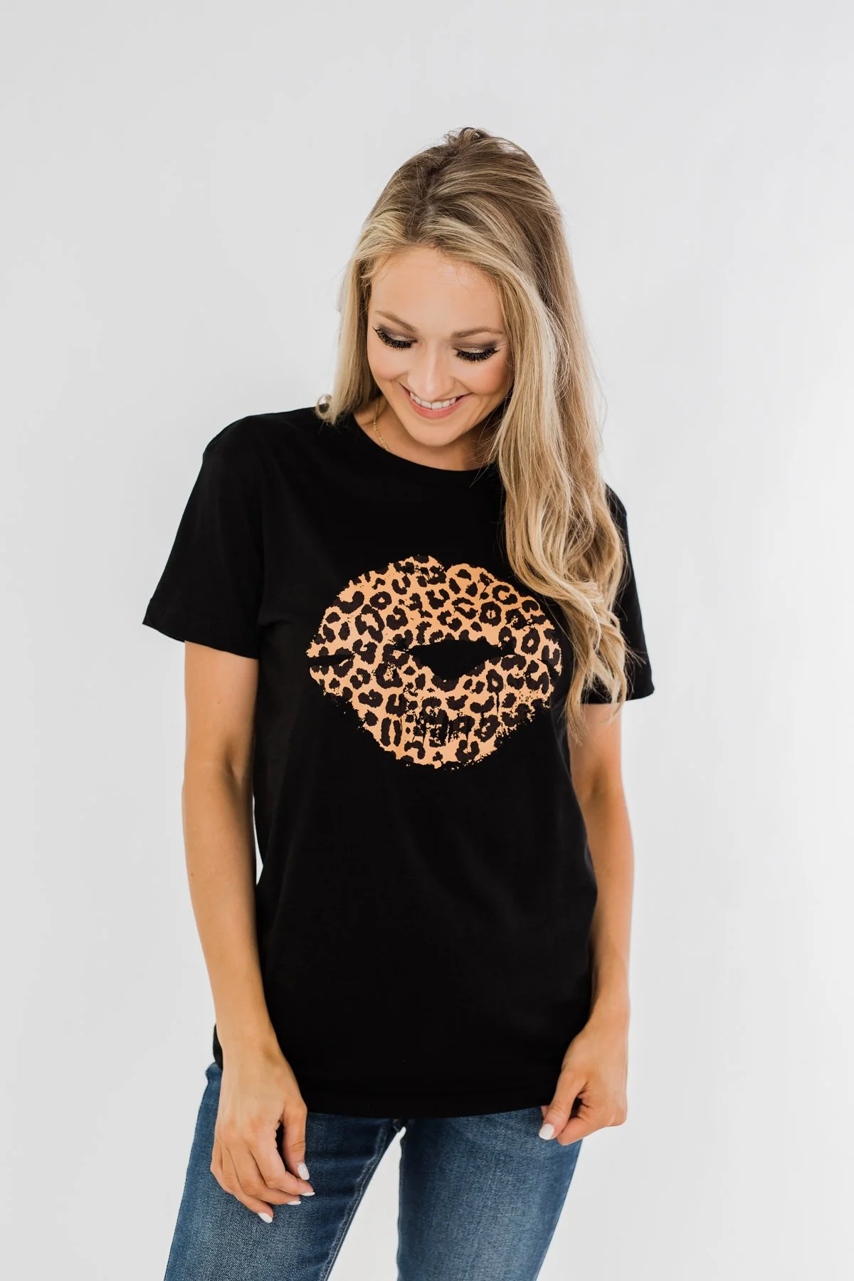Leopard Lips Graphic Tee- Black - Image 3
