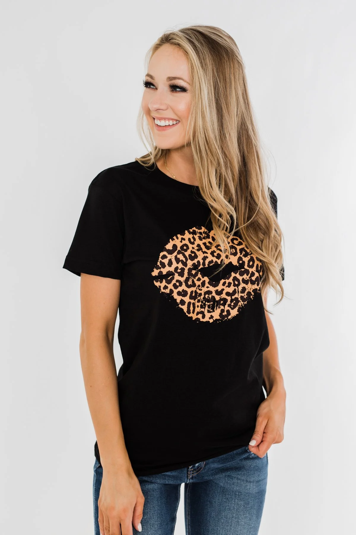 Leopard Lips Graphic Tee- Black - Image 5