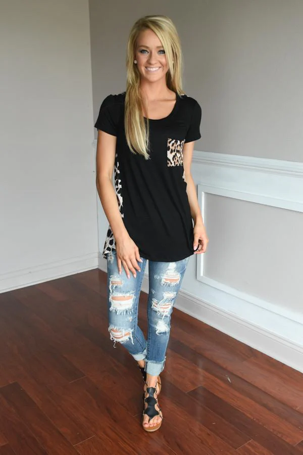 Leopard Pocket Top ~ Black - Image 2